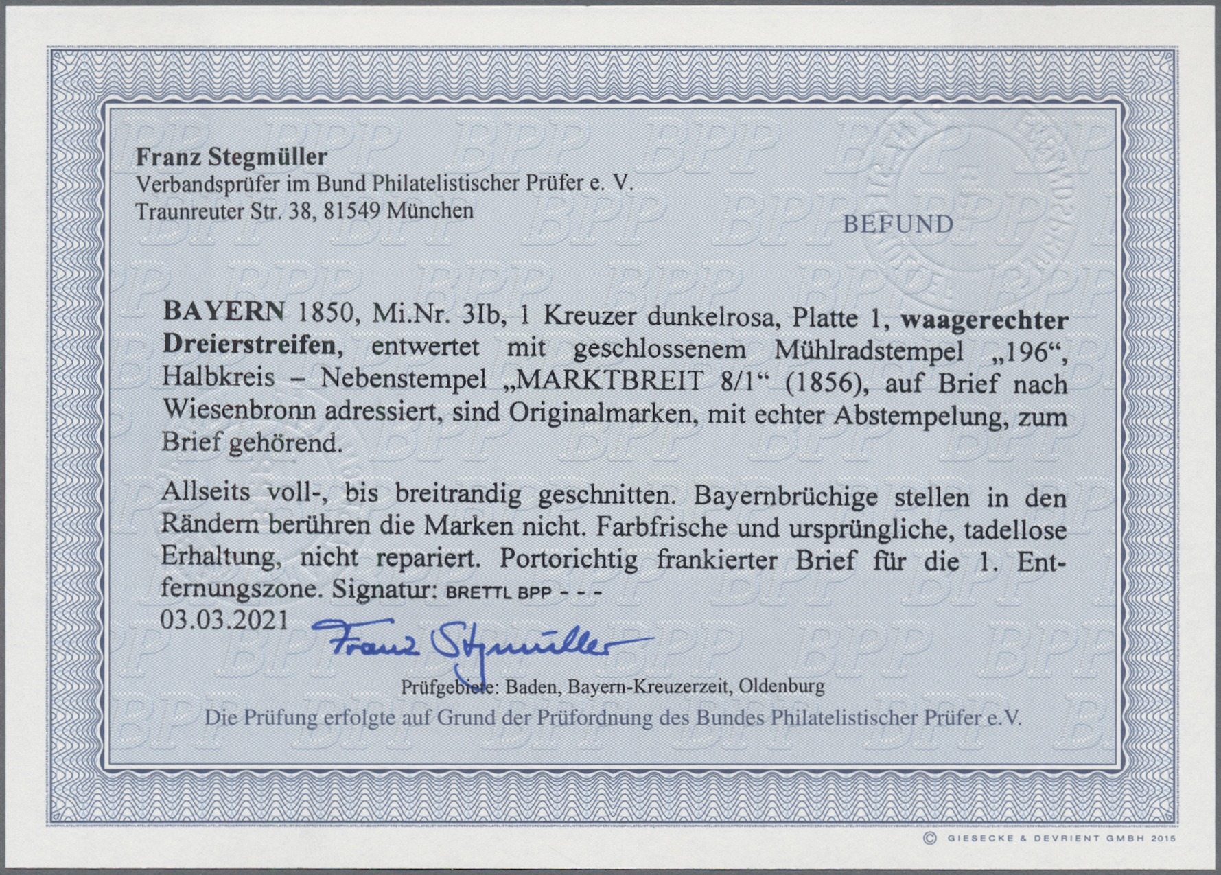 Lot 02103 - Bayern - Marken und Briefe  -  Auktionshaus Christoph Gärtner GmbH & Co. KG 50th Auction Anniversary Auction - Day 7