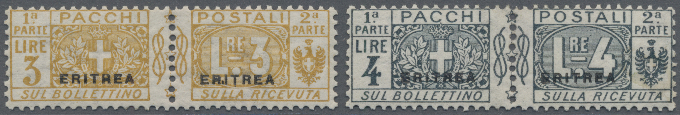Lot 02987 - Italienisch-Eritrea - Paketmarken - Auktionshaus Christoph Gärtner GmbH & Co. KG 57th AUCTION - Day 2 Lot 02987 - Italienisch-Eritrea - Paketmarken - Auktionshaus Christoph Gärtner GmbH & Co. KG 57th AUCTION - Day 2