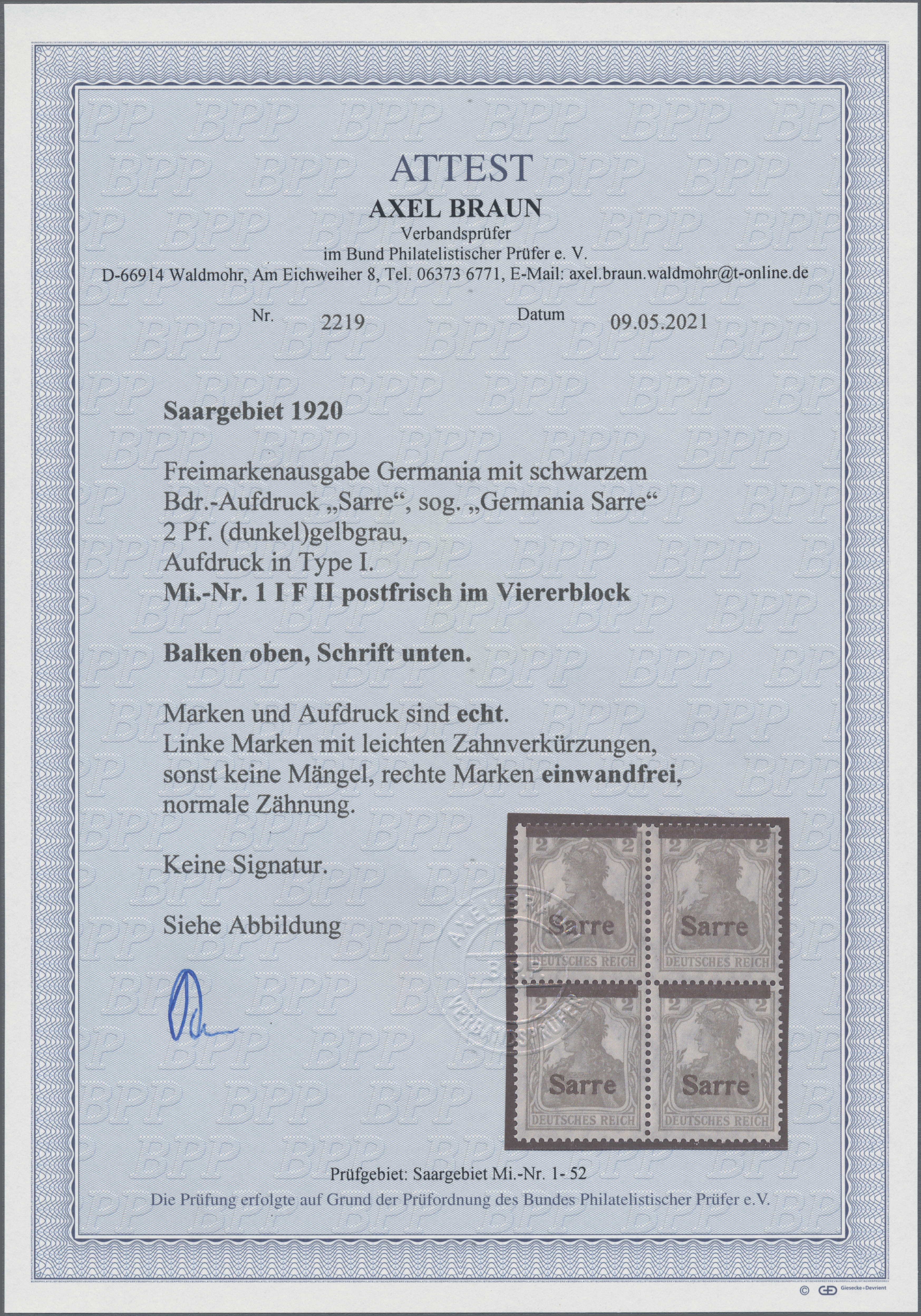 Lot 06556 - Deutsche Abstimmungsgebiete: Saargebiet  -  Auktionshaus Christoph Gärtner GmbH & Co. KG 51th Auction - Day 3