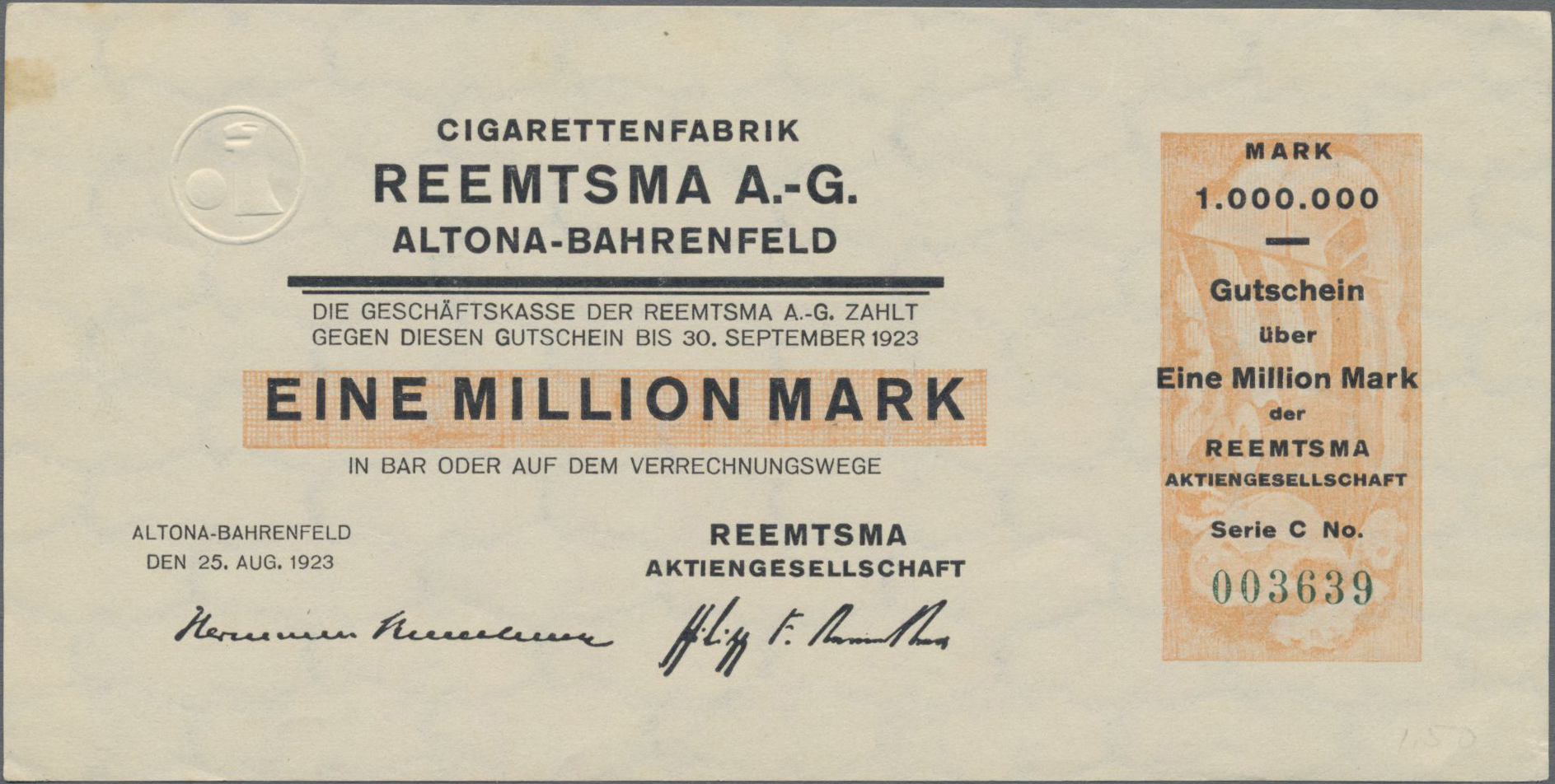 Lot 14847 - Deutschland - Notgeld - Hamburg | Banknoten - Auktionshaus Christoph Gärtner GmbH & Co. KG 53rd AUCTION - Day 6 Coins/Banknotes Lot 14847 - Deutschland - Notgeld - Hamburg | Banknoten - Auktionshaus Christoph Gärtner GmbH & Co. KG 53rd AUCTION - Day 6 Coins/Banknotes