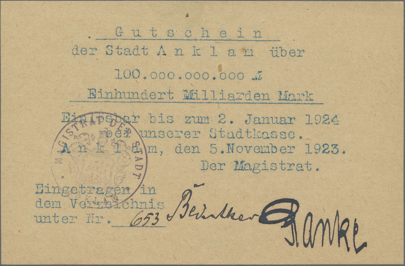 Lot 14850 - Deutschland - Notgeld - Mecklenburg-Vorpommern | Banknoten - Auktionshaus Christoph Gärtner GmbH & Co. KG 53rd AUCTION - Day 6 Coins & Banknotes Lot 14850 - Deutschland - Notgeld - Mecklenburg-Vorpommern | Banknoten - Auktionshaus Christoph Gärtner GmbH & Co. KG 53rd AUCTION - Day 6 Coins & Banknotes
