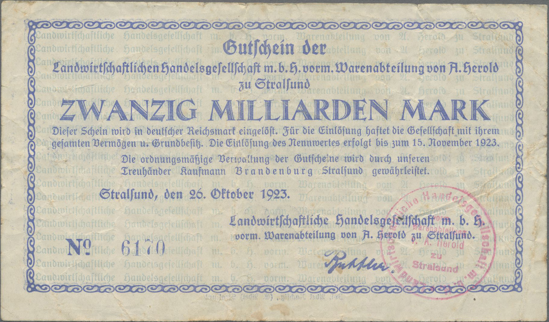 Lot 14689 - Deutschland - Notgeld - Mecklenburg-Vorpommern | Banknoten - Auktionshaus Christoph Gärtner GmbH & Co. KG 53rd AUCTION - Day 6 Coins & Banknotes Lot 14689 - Deutschland - Notgeld - Mecklenburg-Vorpommern | Banknoten - Auktionshaus Christoph Gärtner GmbH & Co. KG 53rd AUCTION - Day 6 Coins & Banknotes