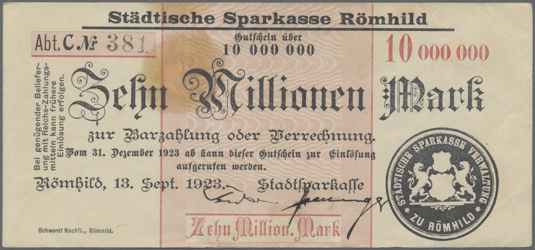 Lot 14865 - Deutschland - Notgeld - Thüringen | Banknoten  -  Auktionshaus Christoph Gärtner GmbH & Co. KG 53rd AUCTION - Day 6 Coins & Banknotes