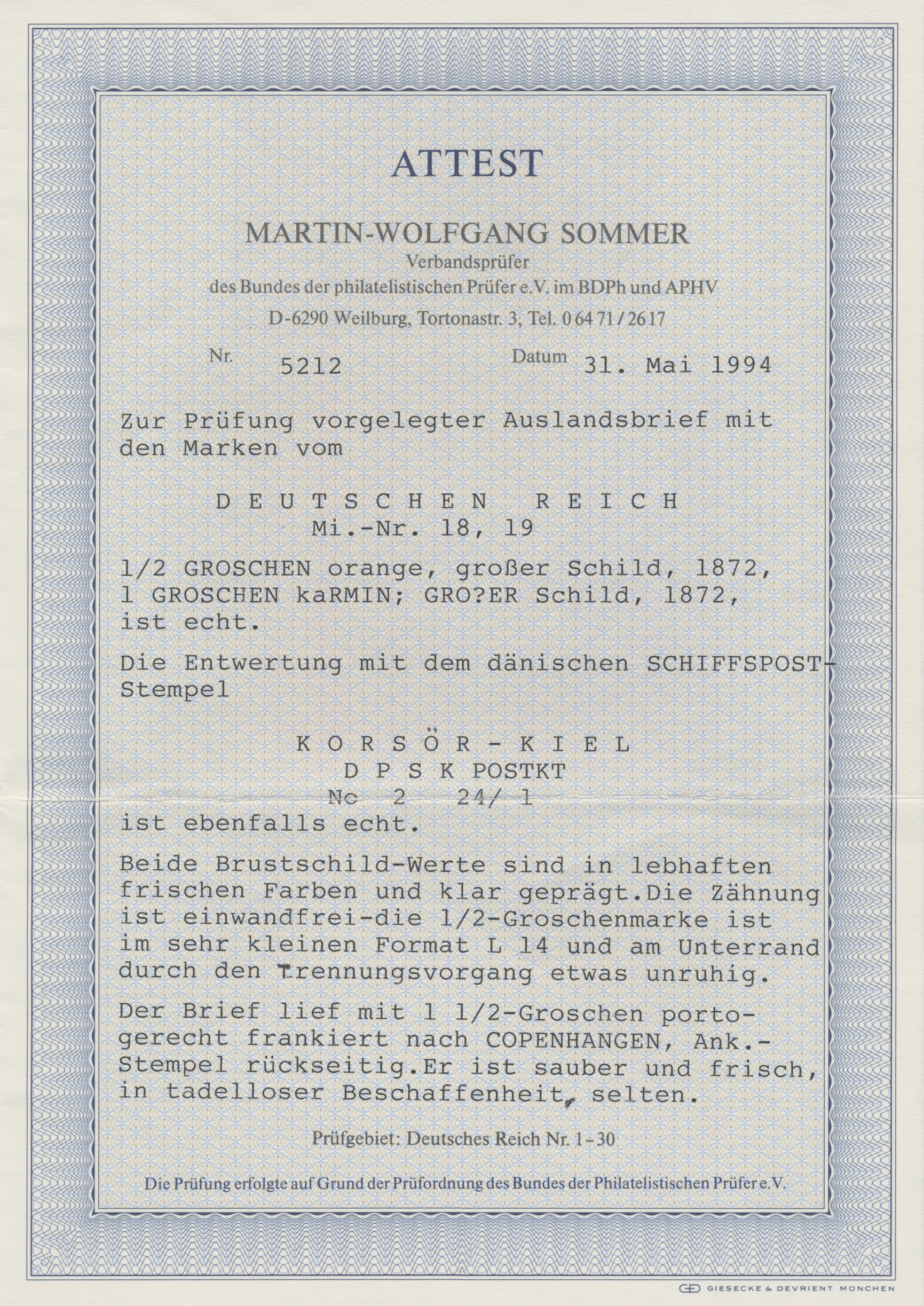 Lot 799 - Deutsches Reich - Brustschild  -   Auction #211