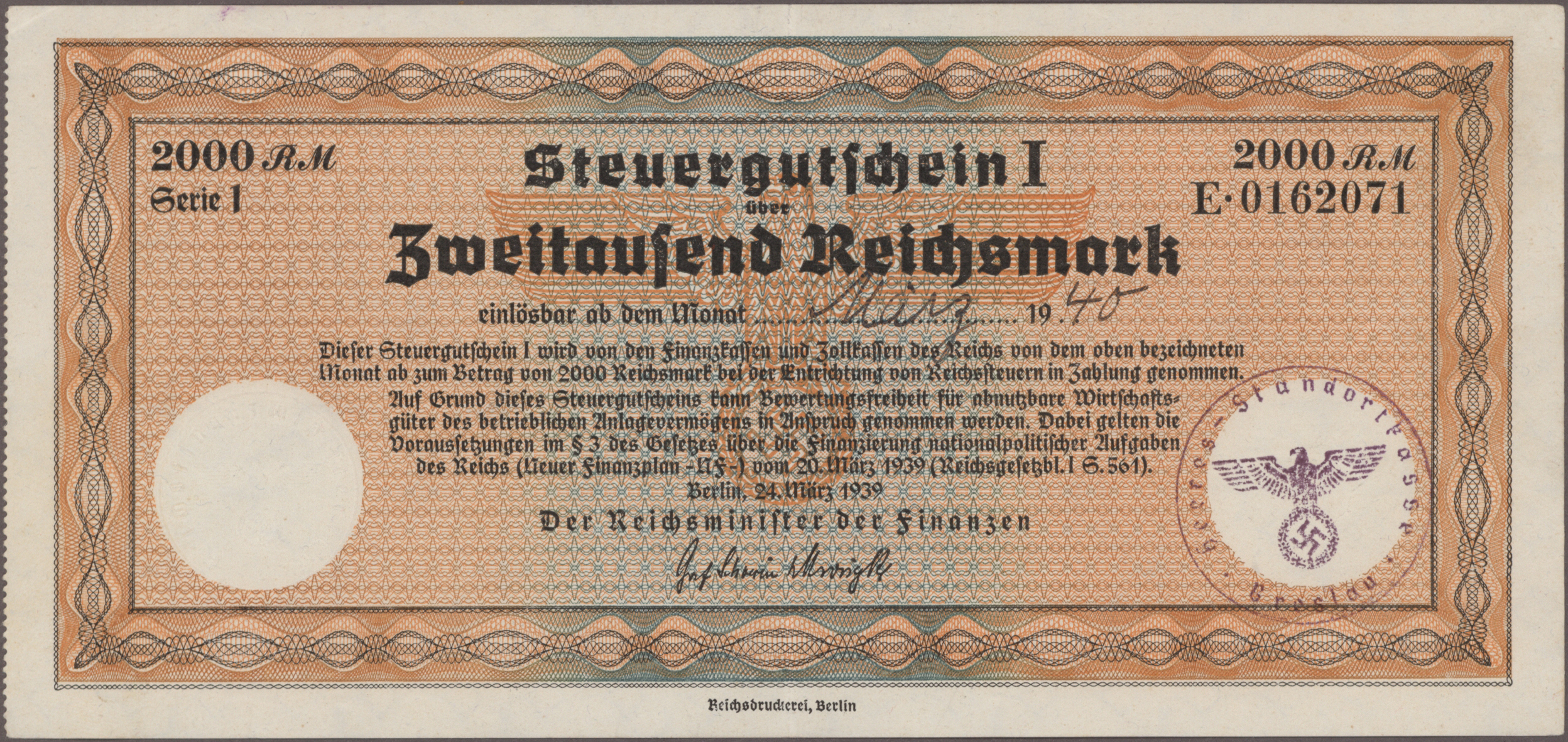 Lot 00624 - Deutschland - Deutsches Reich bis 1945 | Banknoten - Auktionshaus Christoph Gärtner GmbH & Co. KG 55th AUCTION - Day 1 Lot 00624 - Deutschland - Deutsches Reich bis 1945 | Banknoten - Auktionshaus Christoph Gärtner GmbH & Co. KG 55th AUCTION - Day 1
