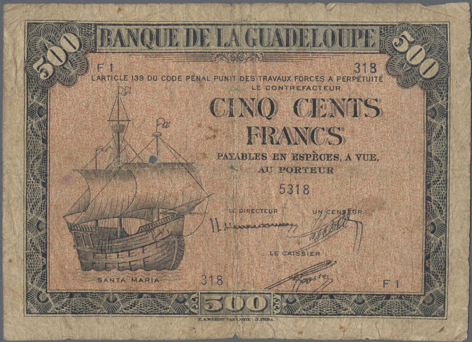 Lot 01742 - Guadeloupe | Banknoten - Auktionshaus Christoph Gärtner GmbH & Co. KG Sale #45 Banknotes Worldwide Lot 01742 - Guadeloupe | Banknoten - Auktionshaus Christoph Gärtner GmbH & Co. KG Sale #45 Banknotes Worldwide