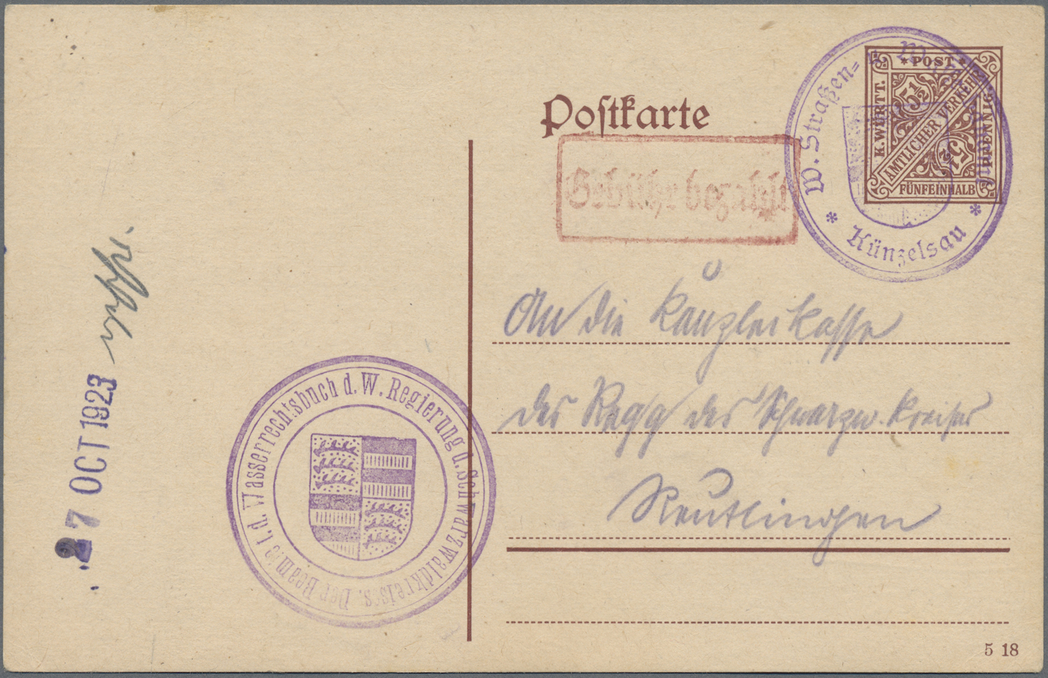 Lot 04931 - württemberg - ganzsachen  -  Auktionshaus Christoph Gärtner GmbH & Co. KG 57th AUCTION - Day 3