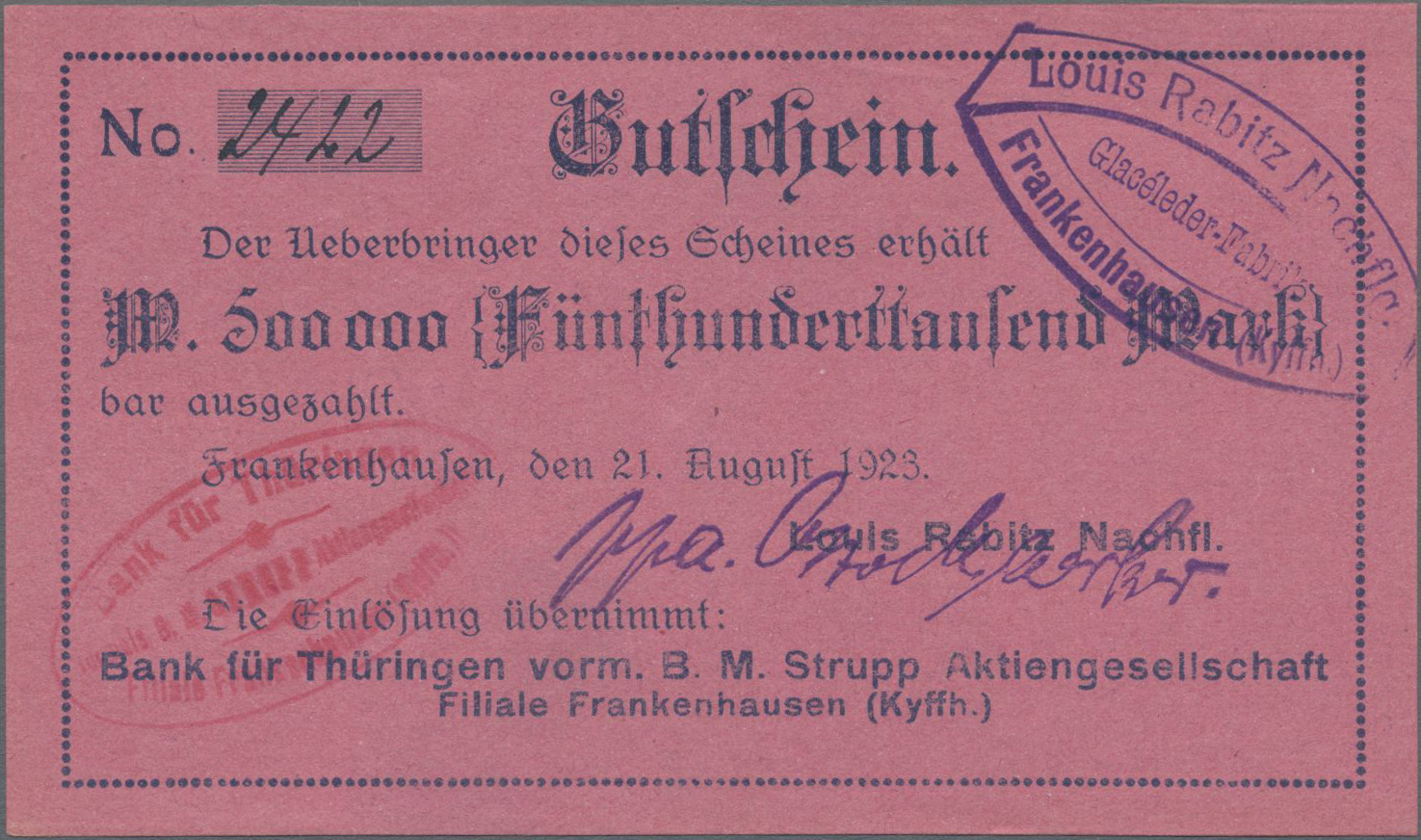 Lot 14777 - Deutschland - Notgeld - Thüringen | Banknoten  -  Auktionshaus Christoph Gärtner GmbH & Co. KG 53rd AUCTION - Day 6 Coins/Banknotes