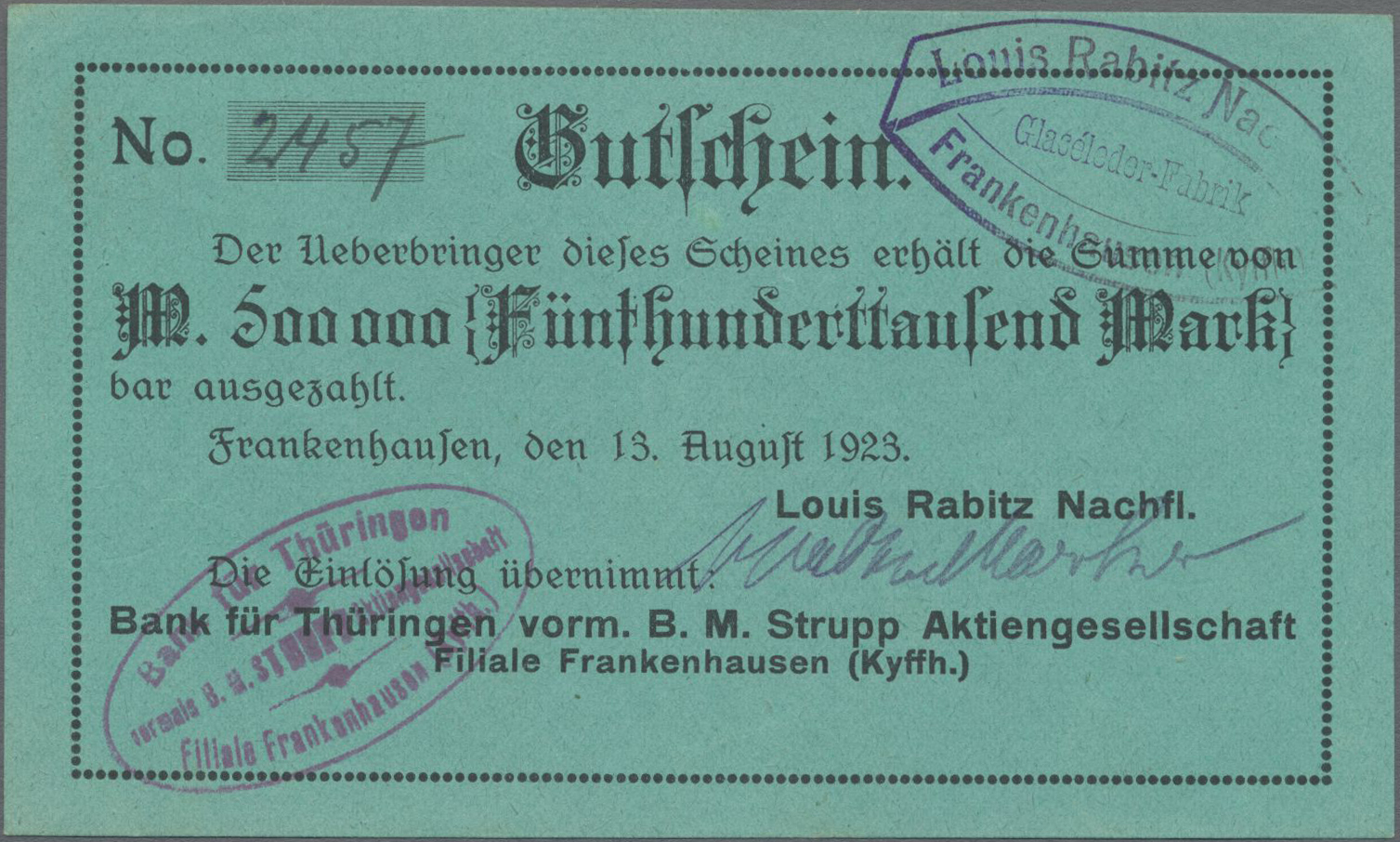 Lot 00674 - Deutschland - Notgeld - Thüringen | Banknoten  -  Auktionshaus Christoph Gärtner GmbH & Co. KG 54th AUCTION - Day 1 Coins & Banknotes