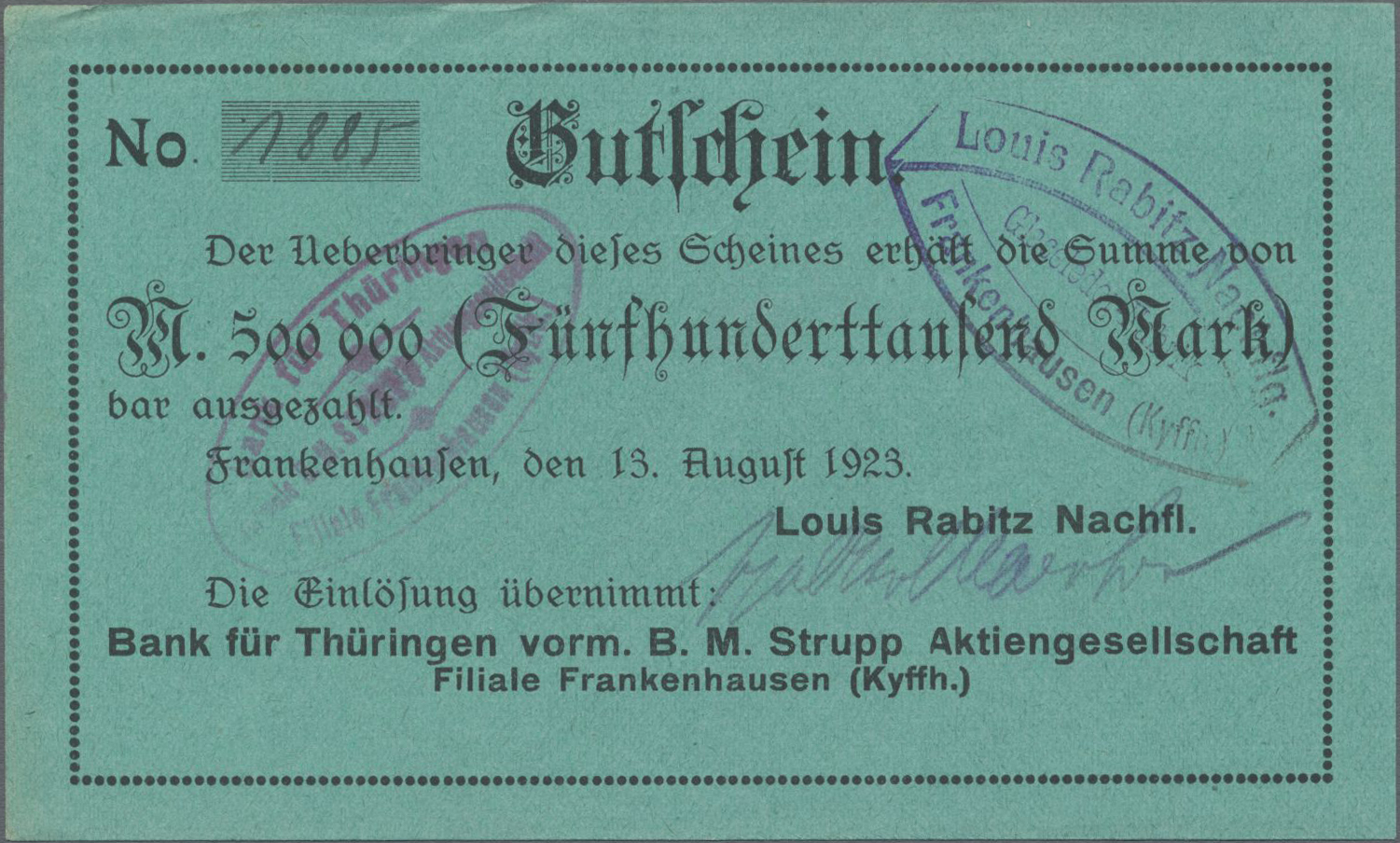 Lot 00674 - Deutschland - Notgeld - Thüringen | Banknoten  -  Auktionshaus Christoph Gärtner GmbH & Co. KG 54th AUCTION - Day 1 Coins & Banknotes