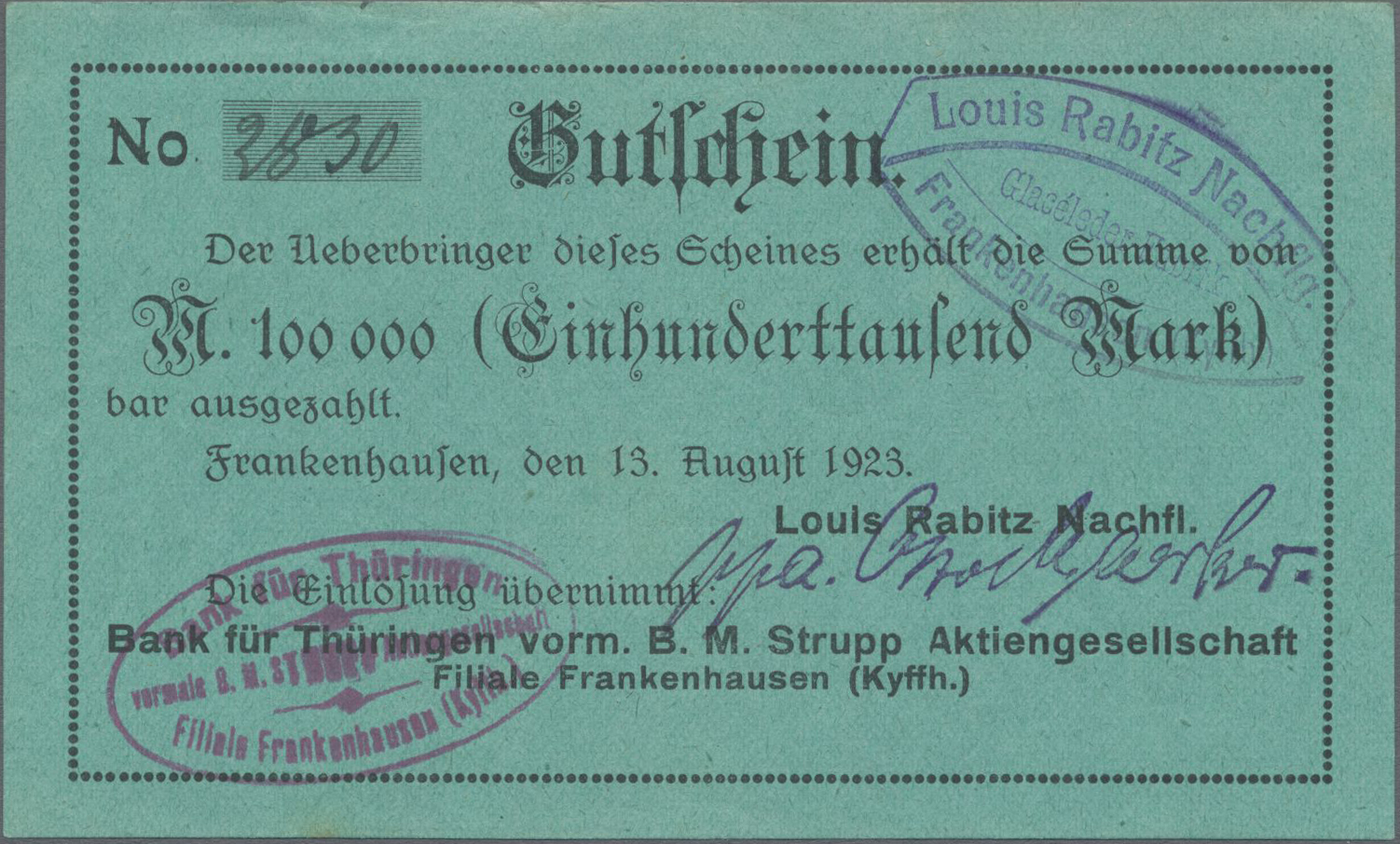 Lot 14777 - Deutschland - Notgeld - Thüringen | Banknoten  -  Auktionshaus Christoph Gärtner GmbH & Co. KG 53rd AUCTION - Day 6 Coins/Banknotes