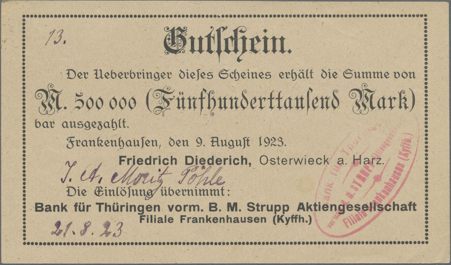 Lot 14776 - Deutschland - Notgeld - Thüringen | Banknoten  -  Auktionshaus Christoph Gärtner GmbH & Co. KG 53rd AUCTION - Day 6 Coins/Banknotes