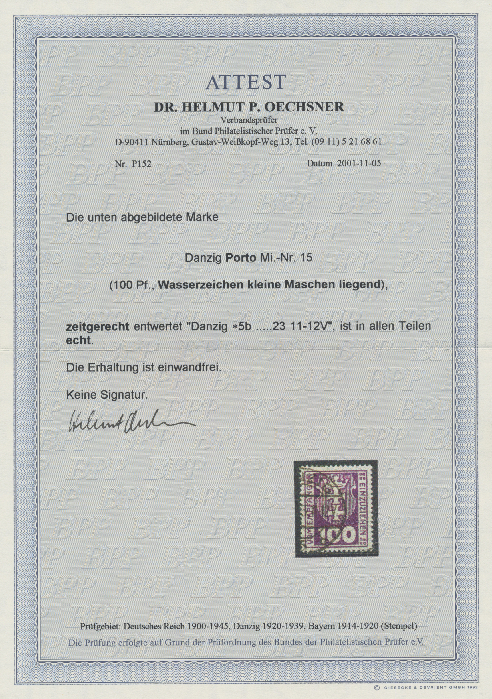 Lot 1486 - danzig - portomarken  -   Auction #211