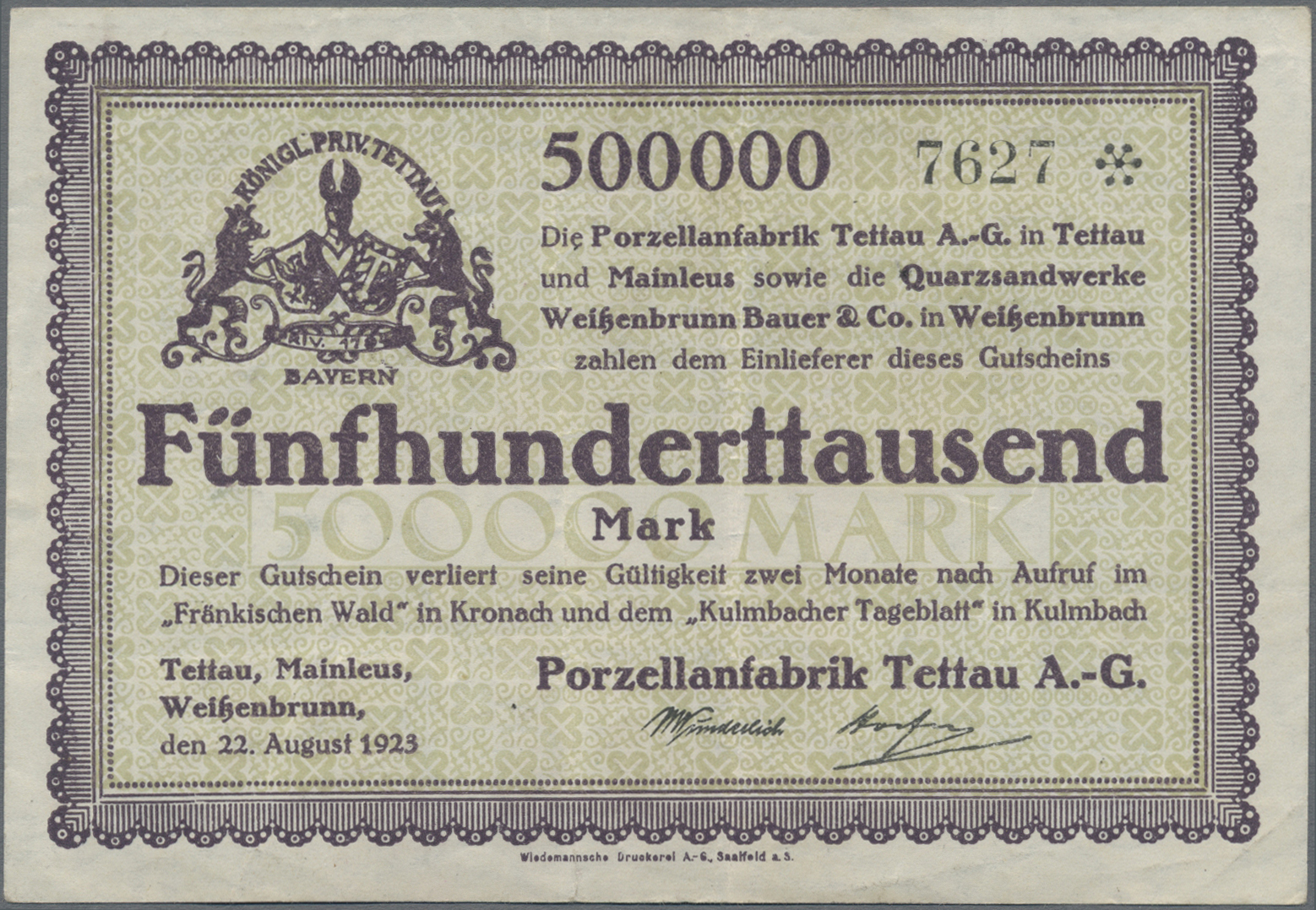 Lot 14843 - Deutschland - Notgeld - Bayern | Banknoten - Auktionshaus Christoph Gärtner GmbH & Co. KG 53rd AUCTION - Day 6 Coins/Banknotes Lot 14843 - Deutschland - Notgeld - Bayern | Banknoten - Auktionshaus Christoph Gärtner GmbH & Co. KG 53rd AUCTION - Day 6 Coins/Banknotes