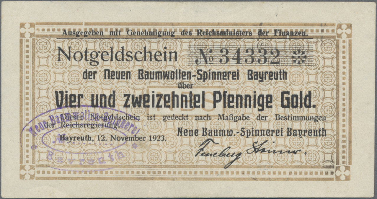 Lot 14667 - Deutschland - Notgeld - Bayern | Banknoten - Auktionshaus Christoph Gärtner GmbH & Co. KG 53rd AUCTION - Day 6 Coins & Banknotes Lot 14667 - Deutschland - Notgeld - Bayern | Banknoten - Auktionshaus Christoph Gärtner GmbH & Co. KG 53rd AUCTION - Day 6 Coins & Banknotes