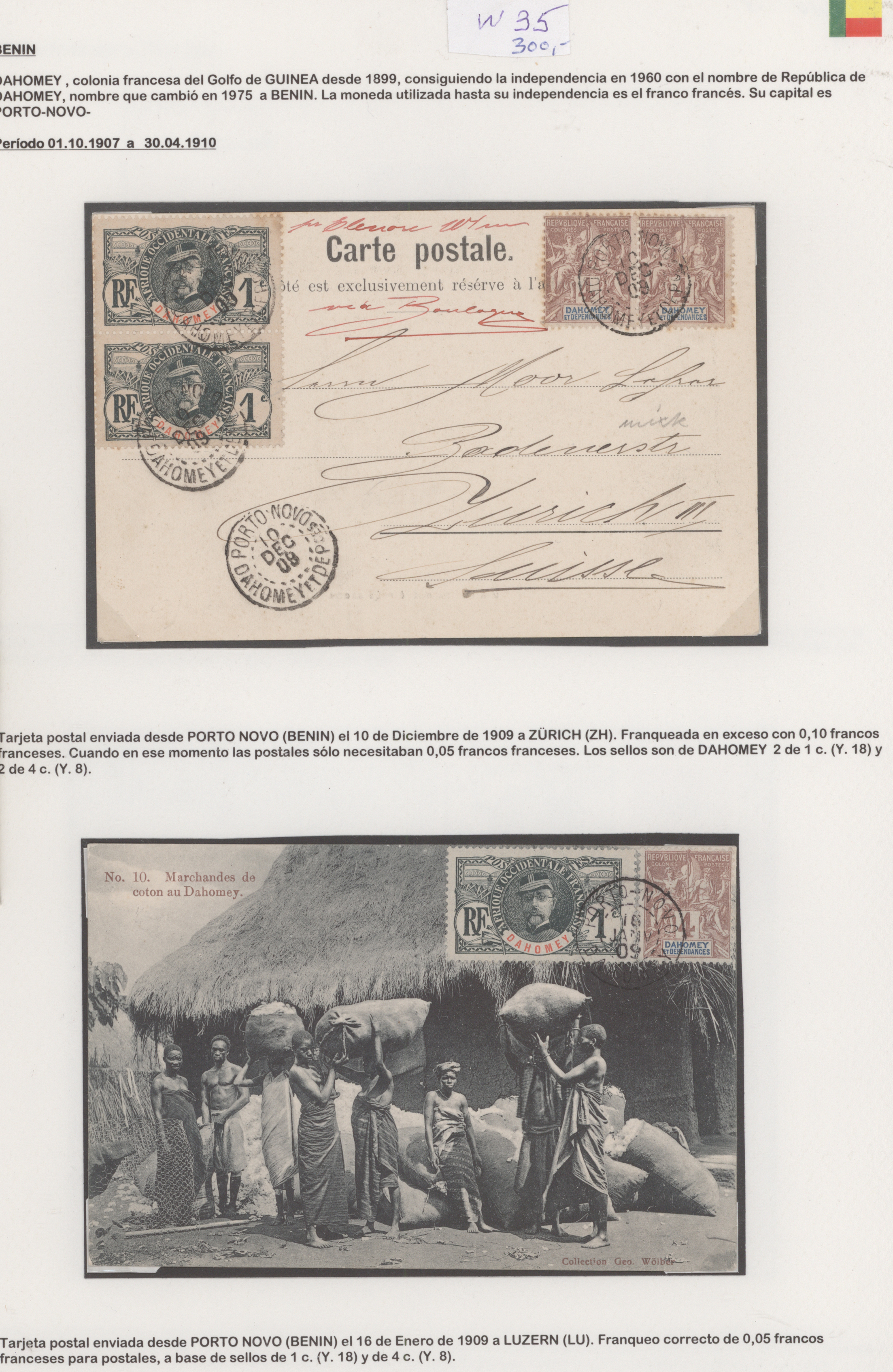 Lot 05233 - dahomey  -  Auktionshaus Christoph Gärtner GmbH & Co. KG 53rd AUCTION - Day 4, Collections Overseas, Air & Shipmail, Thematics, Europe