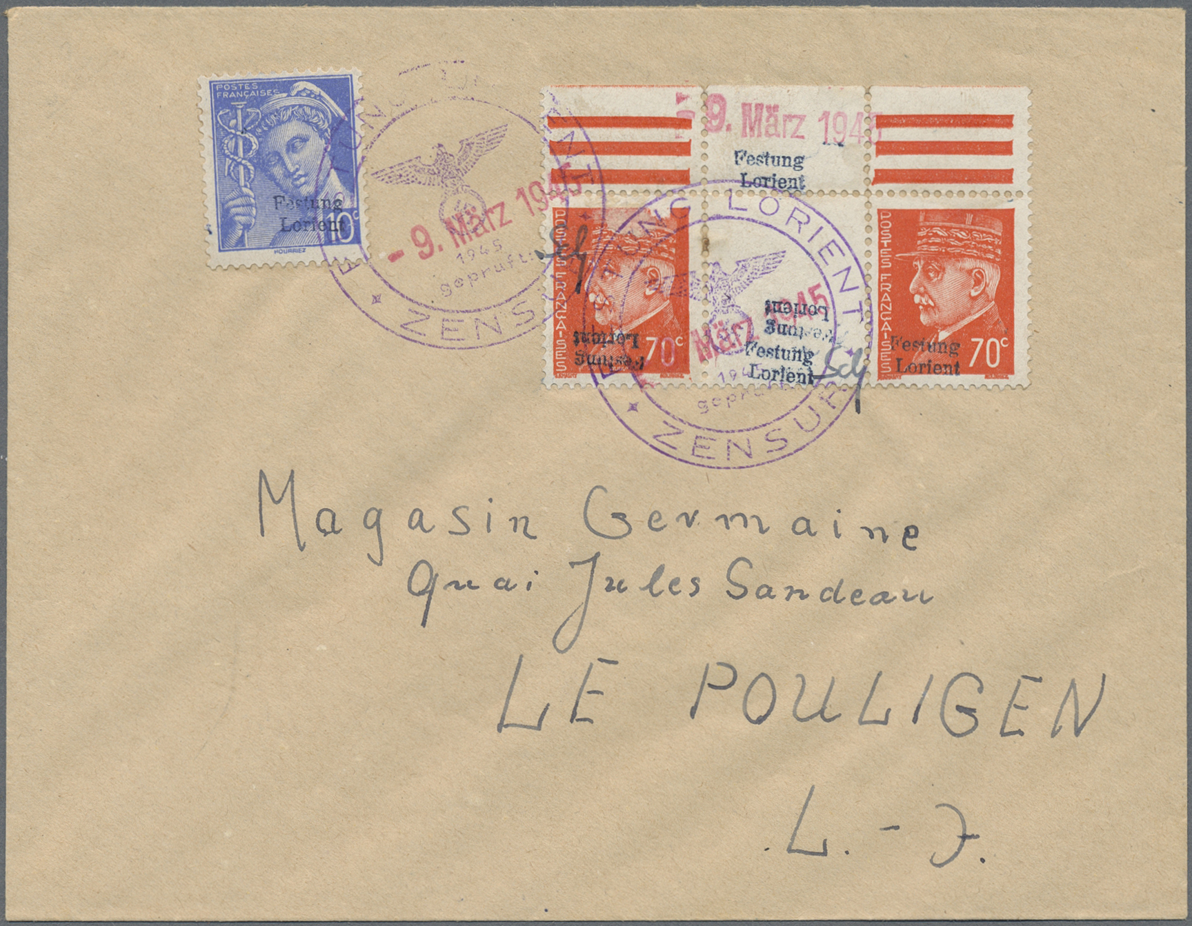 Lot 10706 - Dt. Besetzung II WK - Frankreich - Festung Lorient - Auktionshaus Christoph Gärtner GmbH & Co. KG 58th AUCTION - Day 3 Lot 10706 - Dt. Besetzung II WK - Frankreich - Festung Lorient - Auktionshaus Christoph Gärtner GmbH & Co. KG 58th AUCTION - Day 3