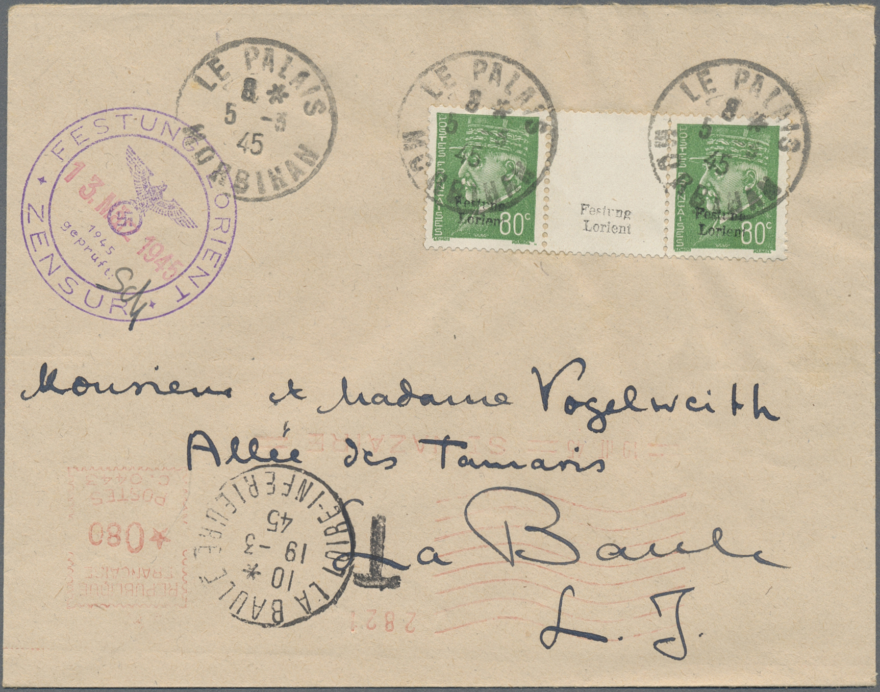 Lot 10709 - Dt. Besetzung II WK - Frankreich - Festung Lorient - Auktionshaus Christoph Gärtner GmbH & Co. KG 58th AUCTION - Day 3 Lot 10709 - Dt. Besetzung II WK - Frankreich - Festung Lorient - Auktionshaus Christoph Gärtner GmbH & Co. KG 58th AUCTION - Day 3