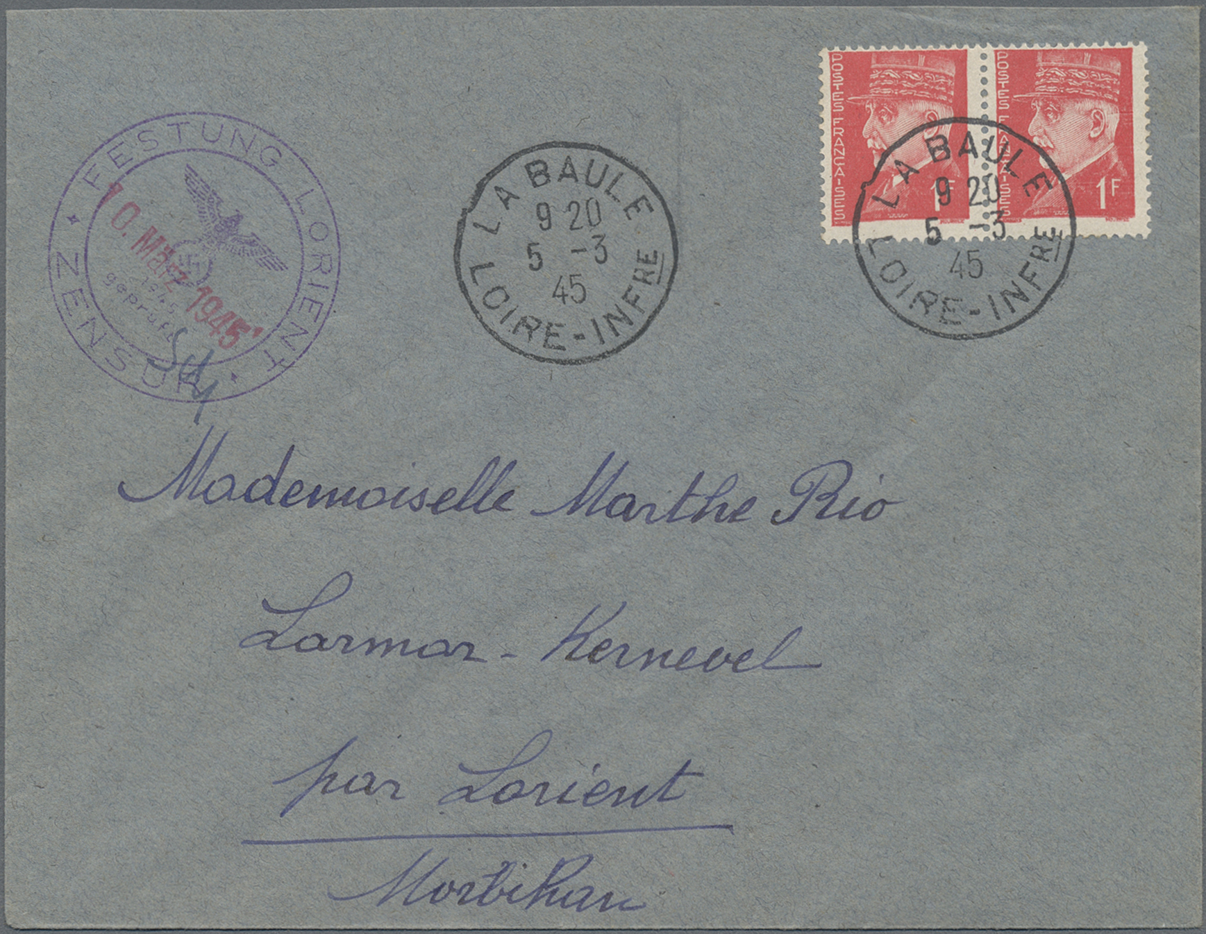 Lot 10686 - Dt. Besetzung II WK - Frankreich - Festung Lorient - Auktionshaus Christoph Gärtner GmbH & Co. KG 58th AUCTION - Day 3 Lot 10686 - Dt. Besetzung II WK - Frankreich - Festung Lorient - Auktionshaus Christoph Gärtner GmbH & Co. KG 58th AUCTION - Day 3