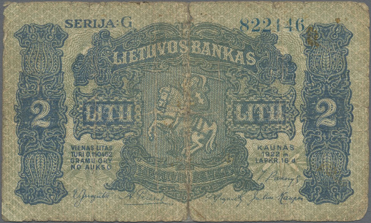 Lot 00434 - Lithuania / Litauen | Banknoten - Auktionshaus Christoph Gärtner GmbH & Co. KG 56th AUCTION - Day 1 Lot 00434 - Lithuania / Litauen | Banknoten - Auktionshaus Christoph Gärtner GmbH & Co. KG 56th AUCTION - Day 1