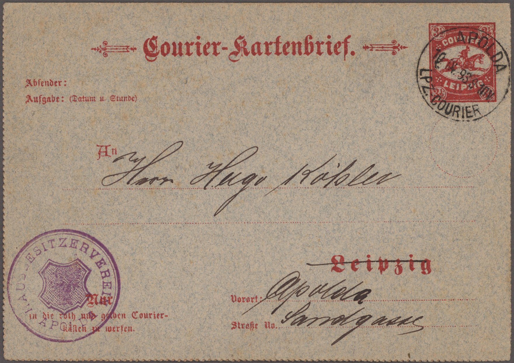 Lot 10209 - Deutsches Reich - Privatpost (Stadtpost) - Auktionshaus Christoph Gärtner GmbH & Co. KG 58th AUCTION - Day 3 Lot 10209 - Deutsches Reich - Privatpost (Stadtpost) - Auktionshaus Christoph Gärtner GmbH & Co. KG 58th AUCTION - Day 3