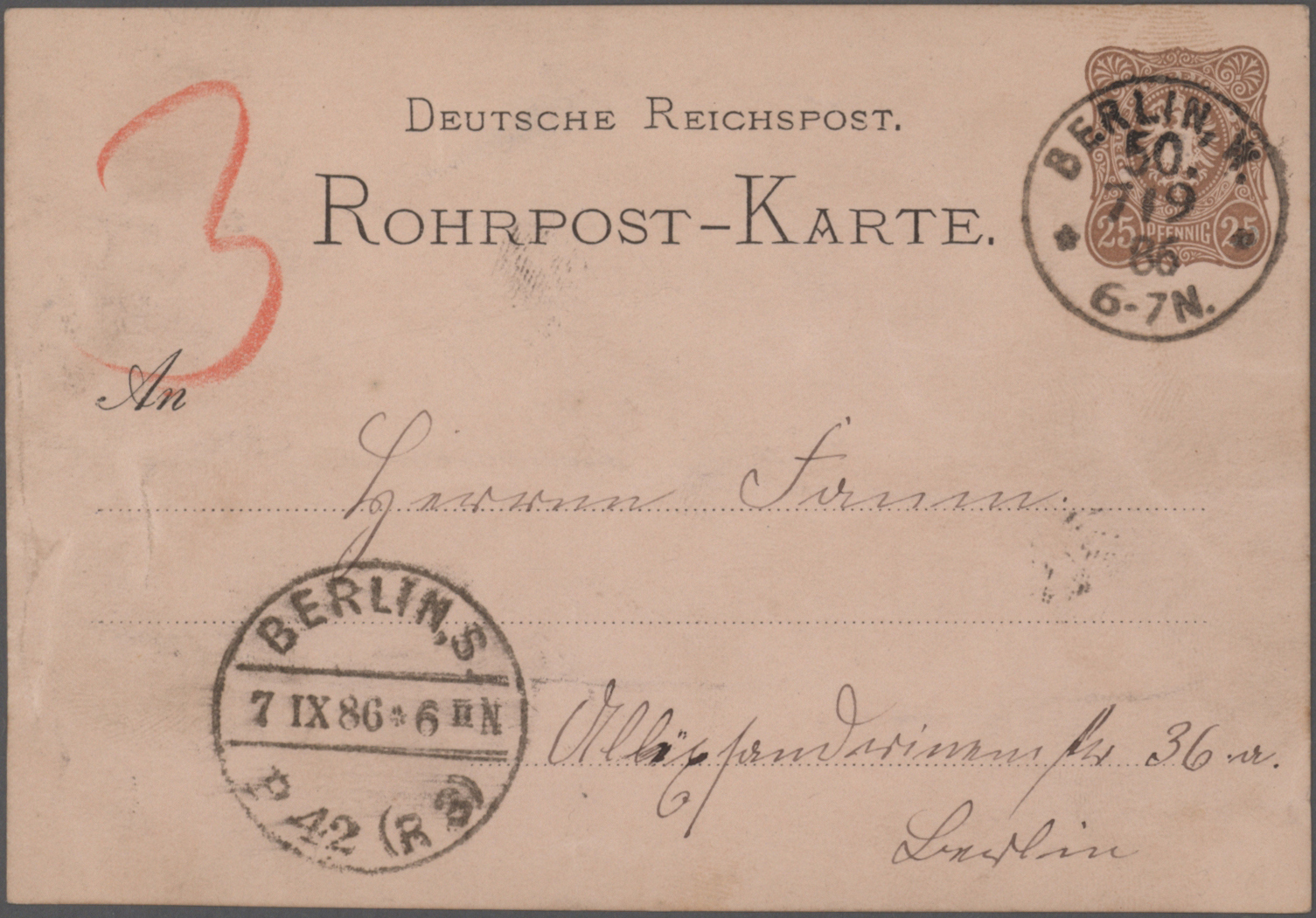 Lot 15098 - Berlin - Rohrpost - Auktionshaus Christoph Gärtner GmbH & Co. KG 58th AUCTION - Day 5 Lot 15098 - Berlin - Rohrpost - Auktionshaus Christoph Gärtner GmbH & Co. KG 58th AUCTION - Day 5