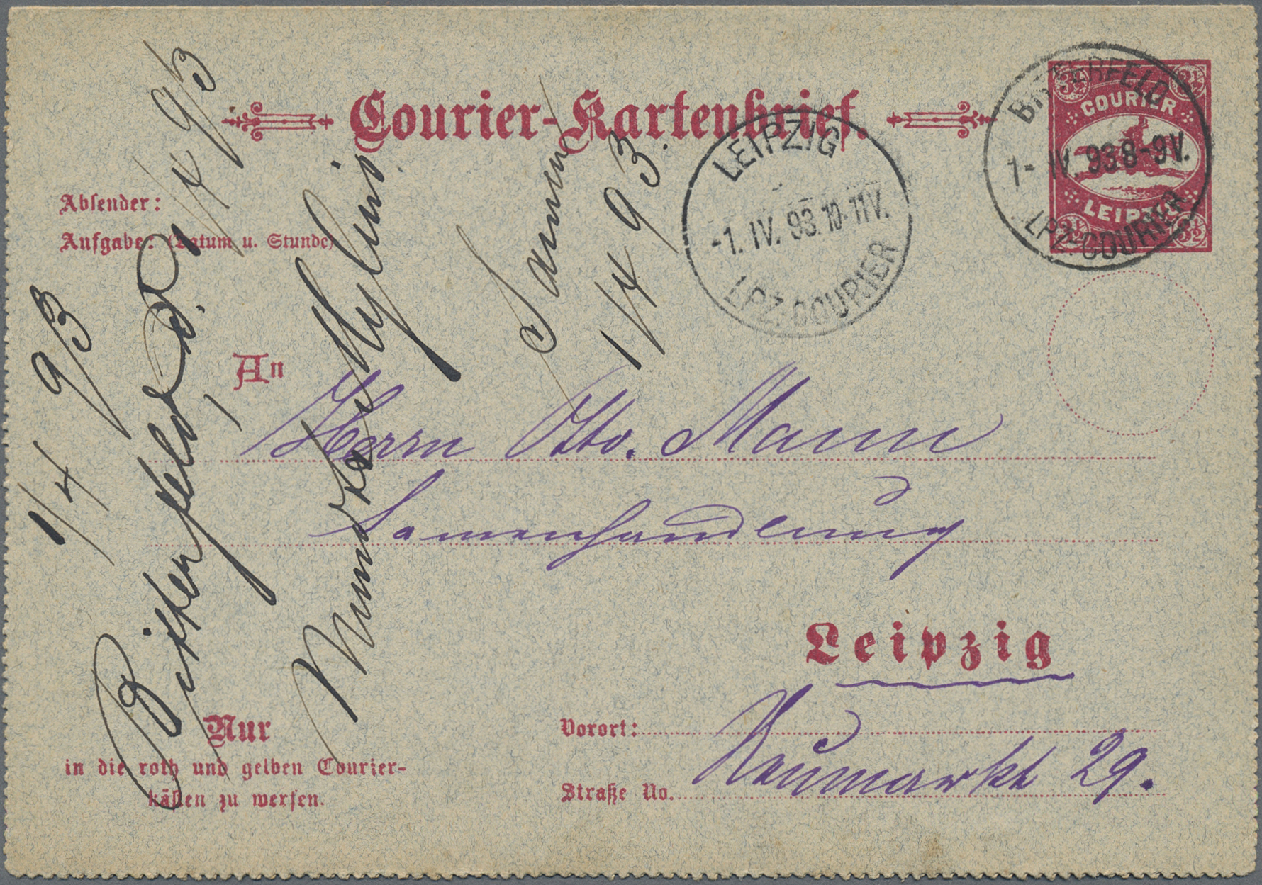 Lot 10218 - Deutsches Reich - Privatpost (Stadtpost)  -  Auktionshaus Christoph Gärtner GmbH & Co. KG 58th AUCTION - Day 3