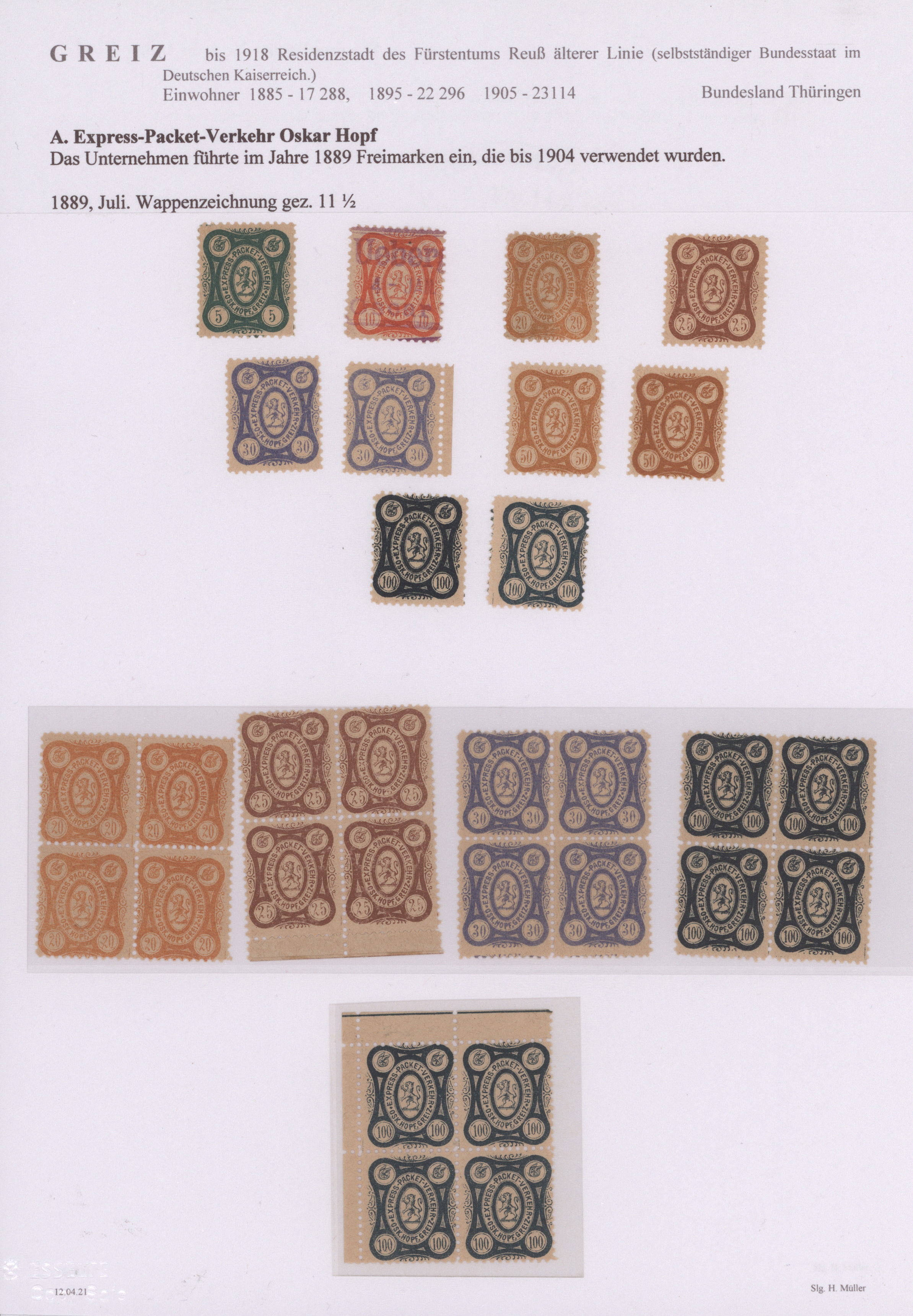Lot 10337 - Deutsches Reich - Privatpost (Stadtpost)  -  Auktionshaus Christoph Gärtner GmbH & Co. KG 58th AUCTION - Day 3