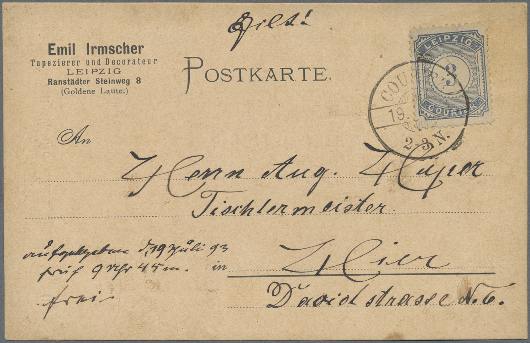 Lot 10396 - Deutsches Reich - Privatpost (Stadtpost) - Auktionshaus Christoph Gärtner GmbH & Co. KG 58th AUCTION - Day 3 Lot 10396 - Deutsches Reich - Privatpost (Stadtpost) - Auktionshaus Christoph Gärtner GmbH & Co. KG 58th AUCTION - Day 3