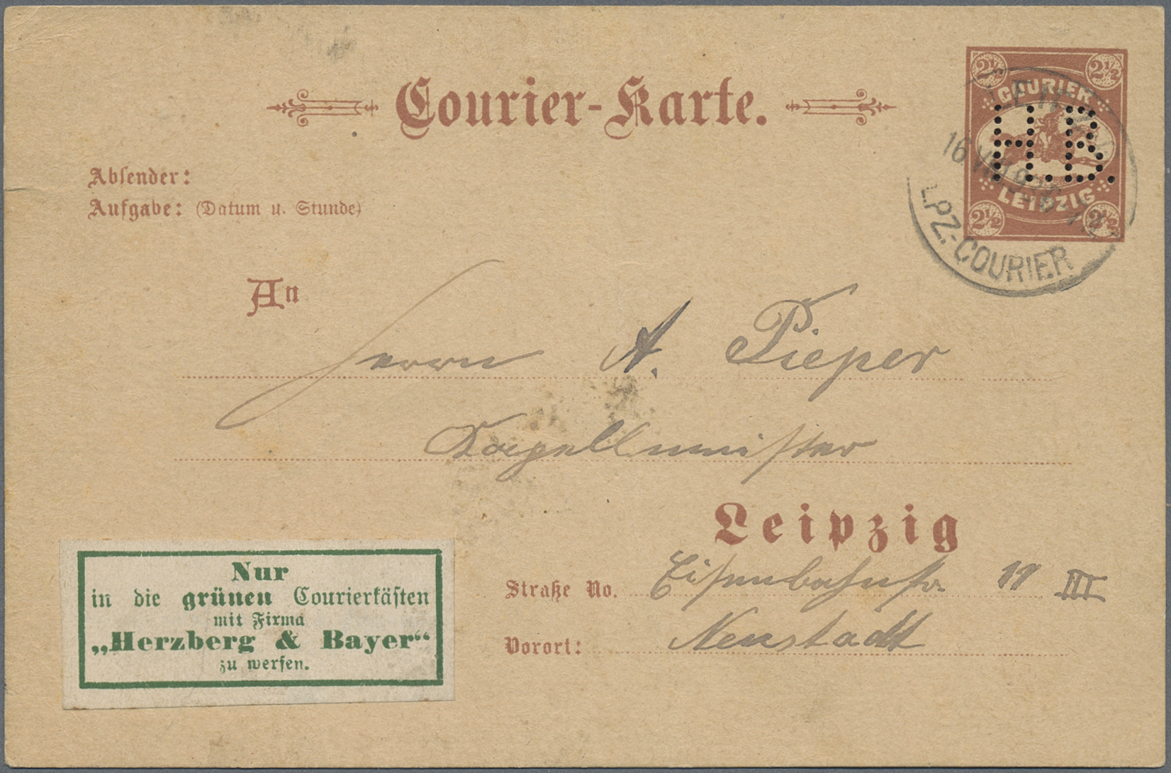 Lot 10405 - Deutsches Reich - Privatpost (Stadtpost) - Auktionshaus Christoph Gärtner GmbH & Co. KG 58th AUCTION - Day 3 Lot 10405 - Deutsches Reich - Privatpost (Stadtpost) - Auktionshaus Christoph Gärtner GmbH & Co. KG 58th AUCTION - Day 3