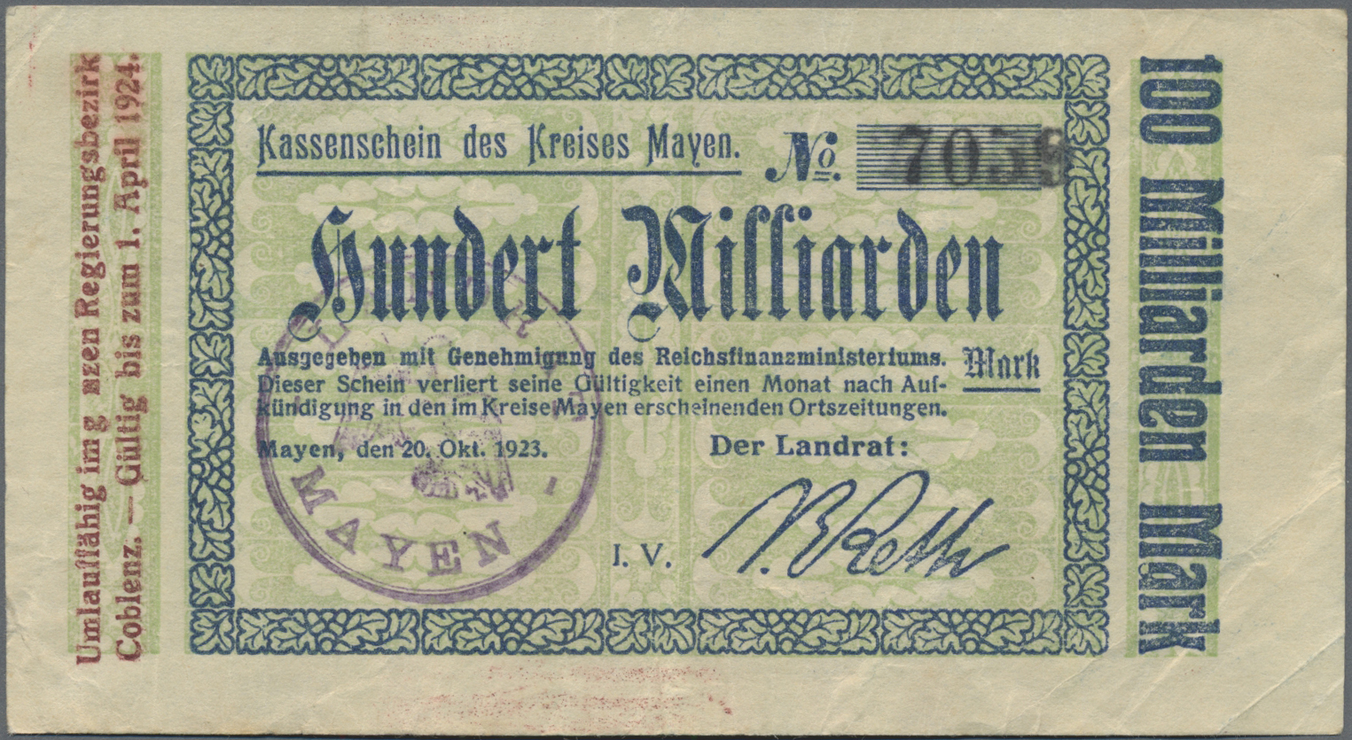 Lot 14714 - Deutschland - Notgeld - Rheinland | Banknoten  -  Auktionshaus Christoph Gärtner GmbH & Co. KG 53rd AUCTION - Day 6 Coins & Banknotes