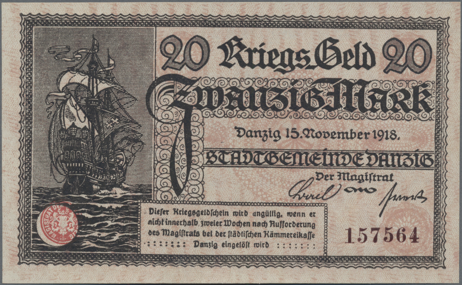 Lot 14575 - Deutschland - Nebengebiete Deutsches Reich | Banknoten  -  Auktionshaus Christoph Gärtner GmbH & Co. KG 53rd AUCTION - Day 6 Coins & Banknotes