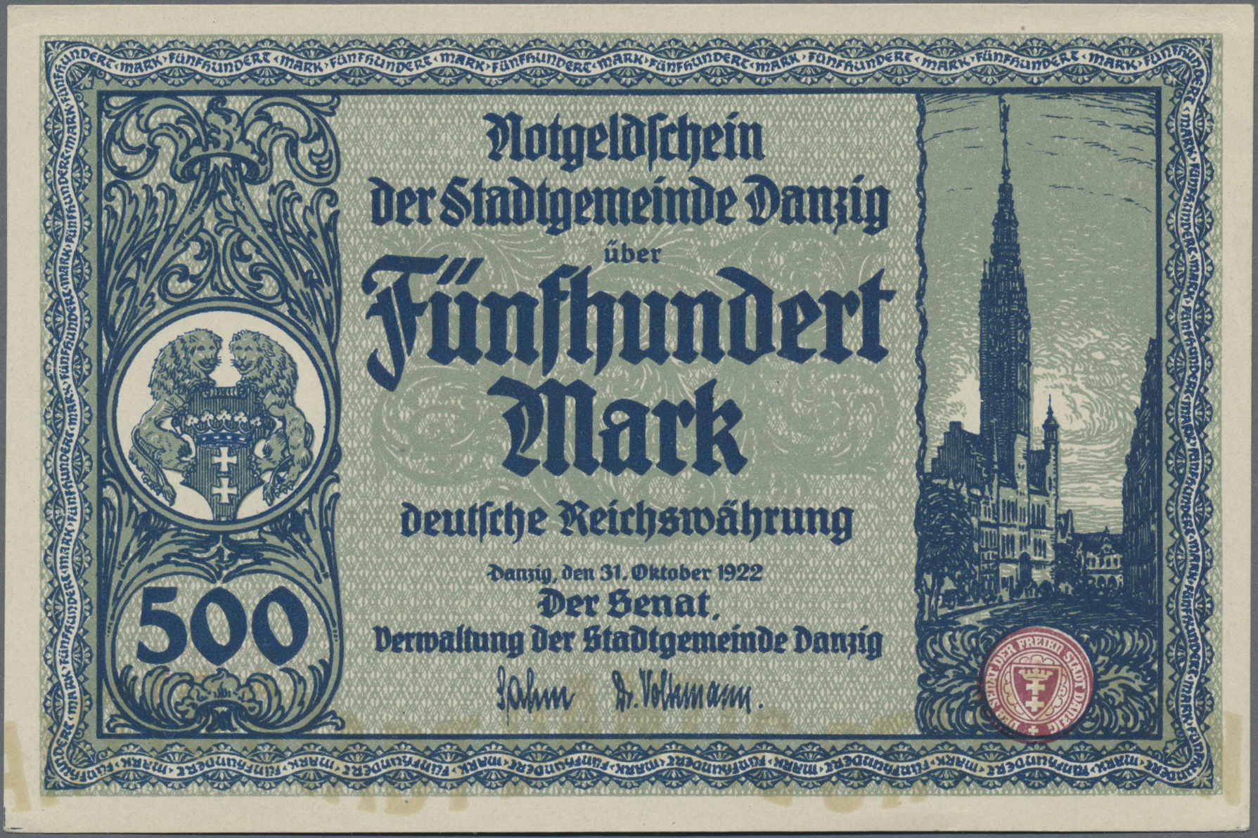 Lot 14558 - Deutschland - Nebengebiete Deutsches Reich | Banknoten  -  Auktionshaus Christoph Gärtner GmbH & Co. KG 53rd AUCTION - Day 6 Coins & Banknotes