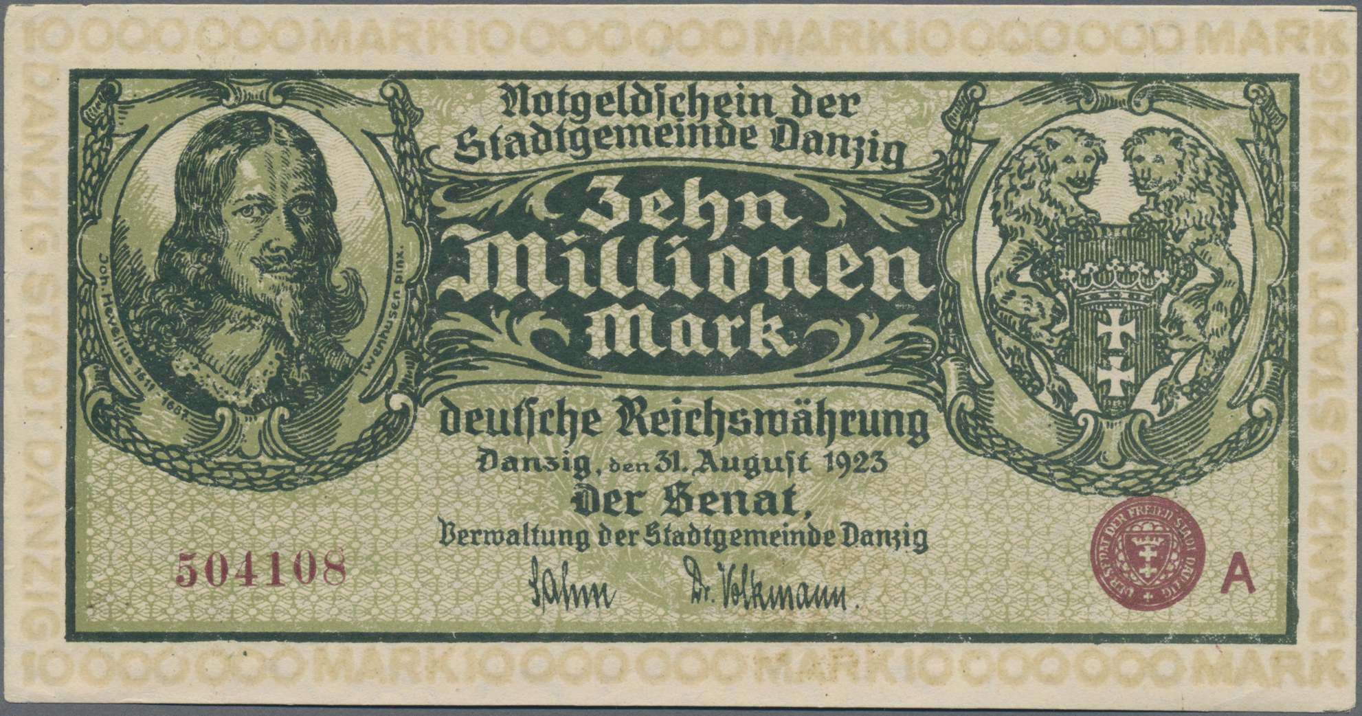 Lot 14569 - Deutschland - Nebengebiete Deutsches Reich | Banknoten  -  Auktionshaus Christoph Gärtner GmbH & Co. KG 53rd AUCTION - Day 6 Coins & Banknotes