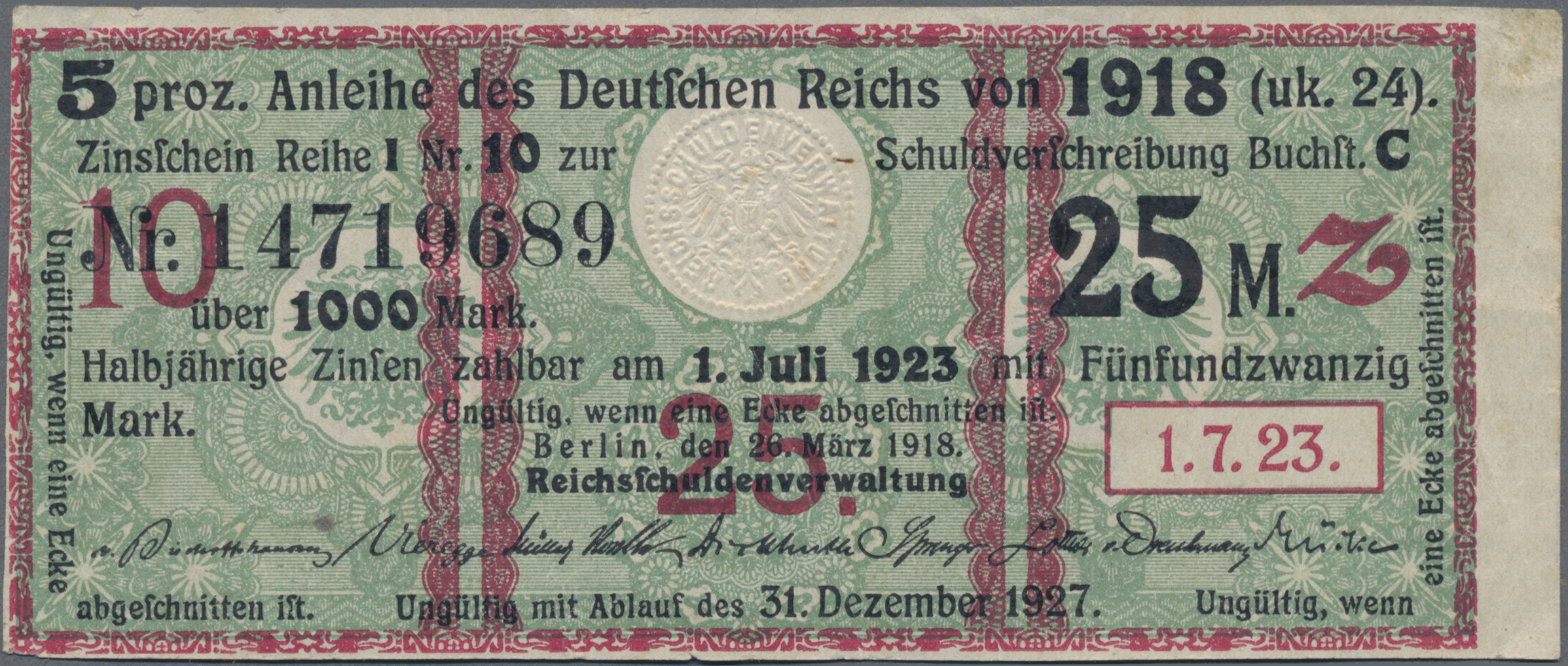 Lot 14510 - Deutschland - Deutsches Reich bis 1945 | Banknoten - Auktionshaus Christoph Gärtner GmbH & Co. KG 53rd AUCTION - Day 6 Coins & Banknotes Lot 14510 - Deutschland - Deutsches Reich bis 1945 | Banknoten - Auktionshaus Christoph Gärtner GmbH & Co. KG 53rd AUCTION - Day 6 Coins & Banknotes