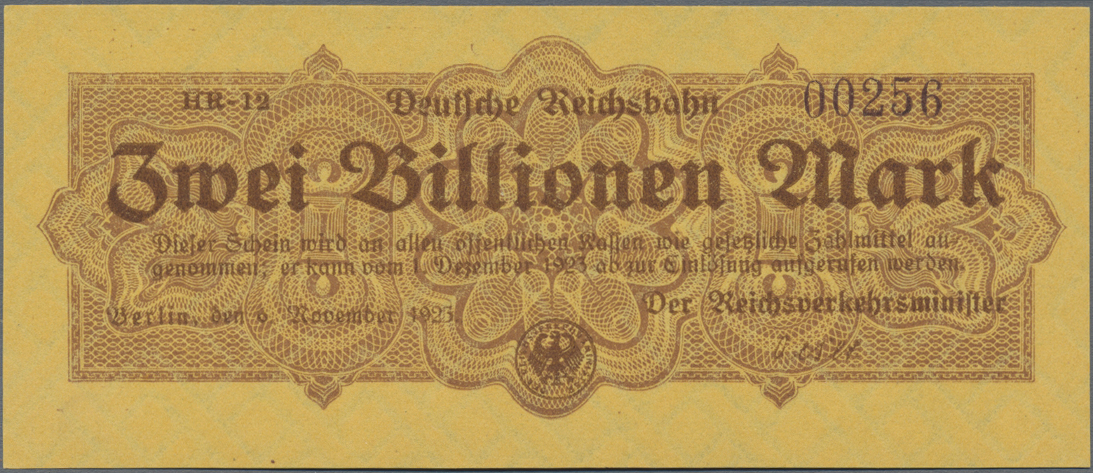Lot 14823 - Deutschland - Reichsbahn / Reichspost | Banknoten - Auktionshaus Christoph Gärtner GmbH & Co. KG 53rd AUCTION - Day 6 Coins & Banknotes Lot 14823 - Deutschland - Reichsbahn / Reichspost | Banknoten - Auktionshaus Christoph Gärtner GmbH & Co. KG 53rd AUCTION - Day 6 Coins & Banknotes