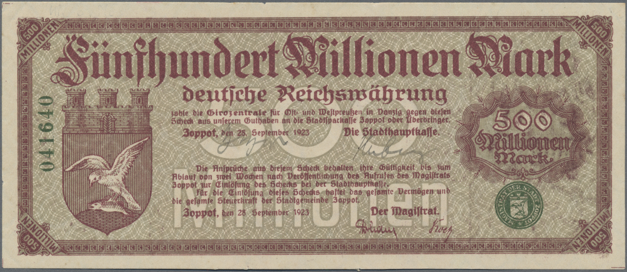 Lot 14556 - Deutschland - Nebengebiete Deutsches Reich | Banknoten  -  Auktionshaus Christoph Gärtner GmbH & Co. KG 53rd AUCTION - Day 6 Coins & Banknotes