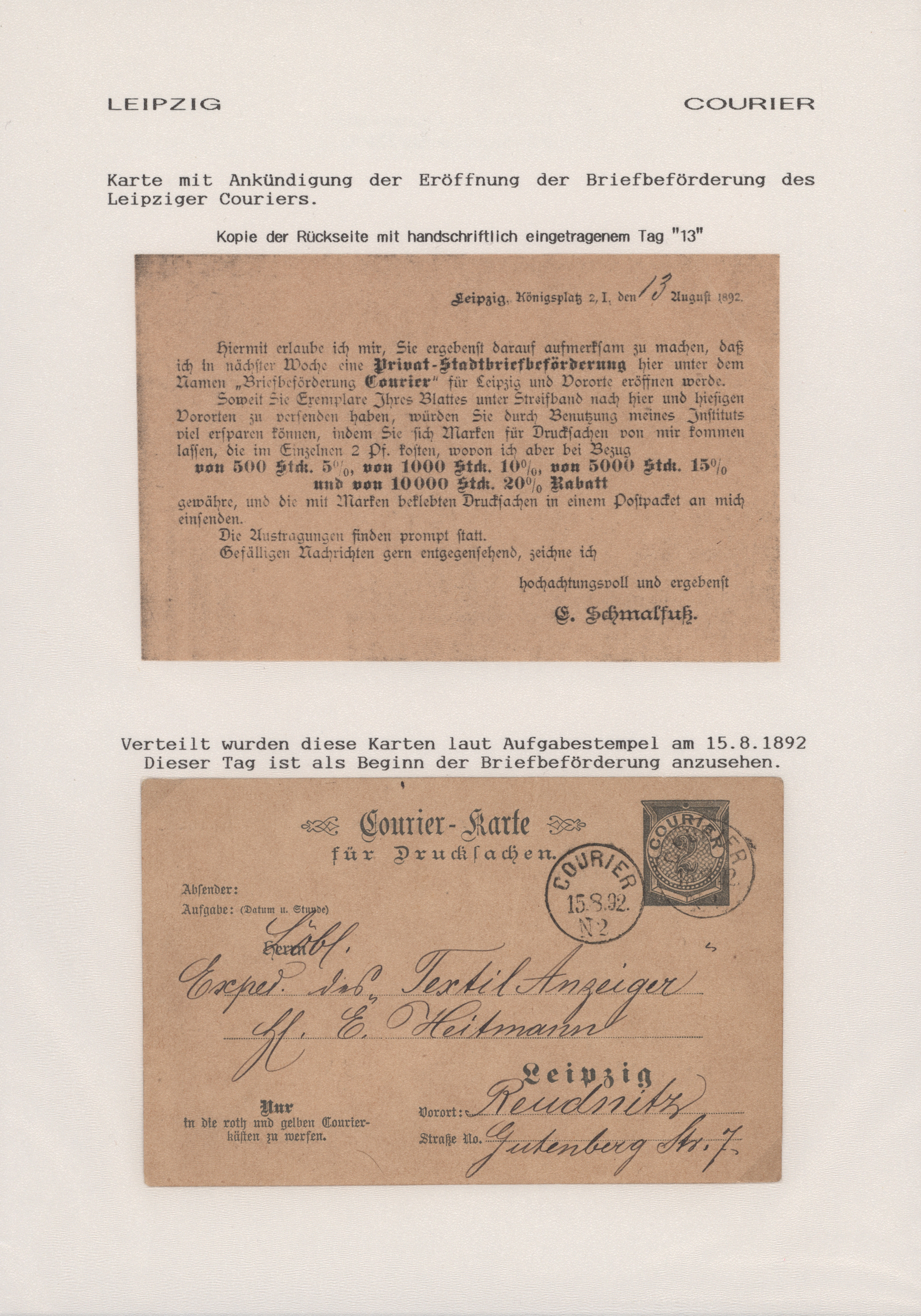 Lot 10411 - Deutsches Reich - Privatpost (Stadtpost) - Auktionshaus Christoph Gärtner GmbH & Co. KG 58th AUCTION - Day 3 Lot 10411 - Deutsches Reich - Privatpost (Stadtpost) - Auktionshaus Christoph Gärtner GmbH & Co. KG 58th AUCTION - Day 3