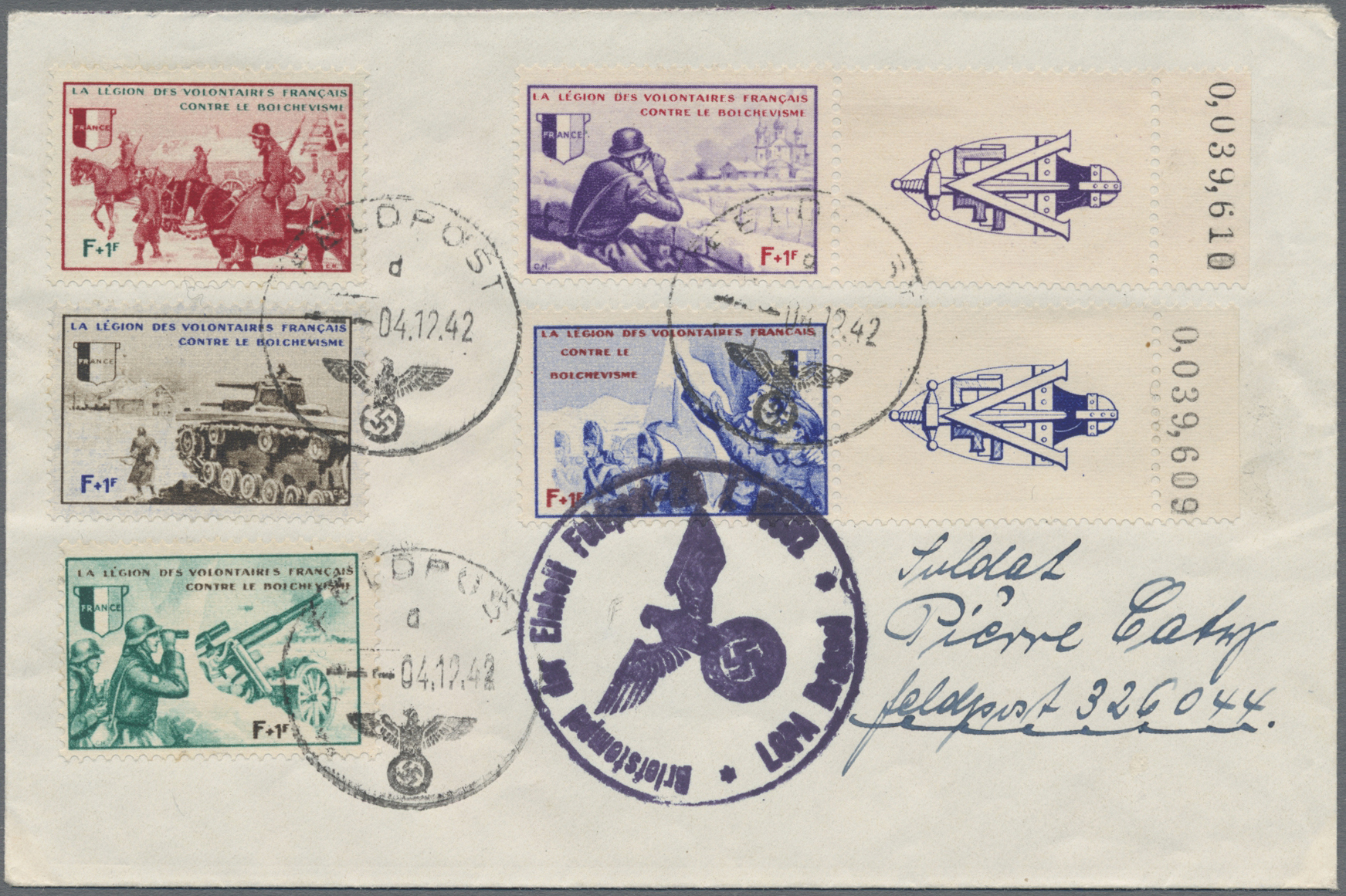 Lot 06084 - Dt. Besetzung II WK - Frankreich - Privatausgaben: Legionärsmarken - Auktionshaus Christoph Gärtner GmbH & Co. KG 57th AUCTION - Day 3 Lot 06084 - Dt. Besetzung II WK - Frankreich - Privatausgaben: Legionärsmarken - Auktionshaus Christoph Gärtner GmbH & Co. KG 57th AUCTION - Day 3