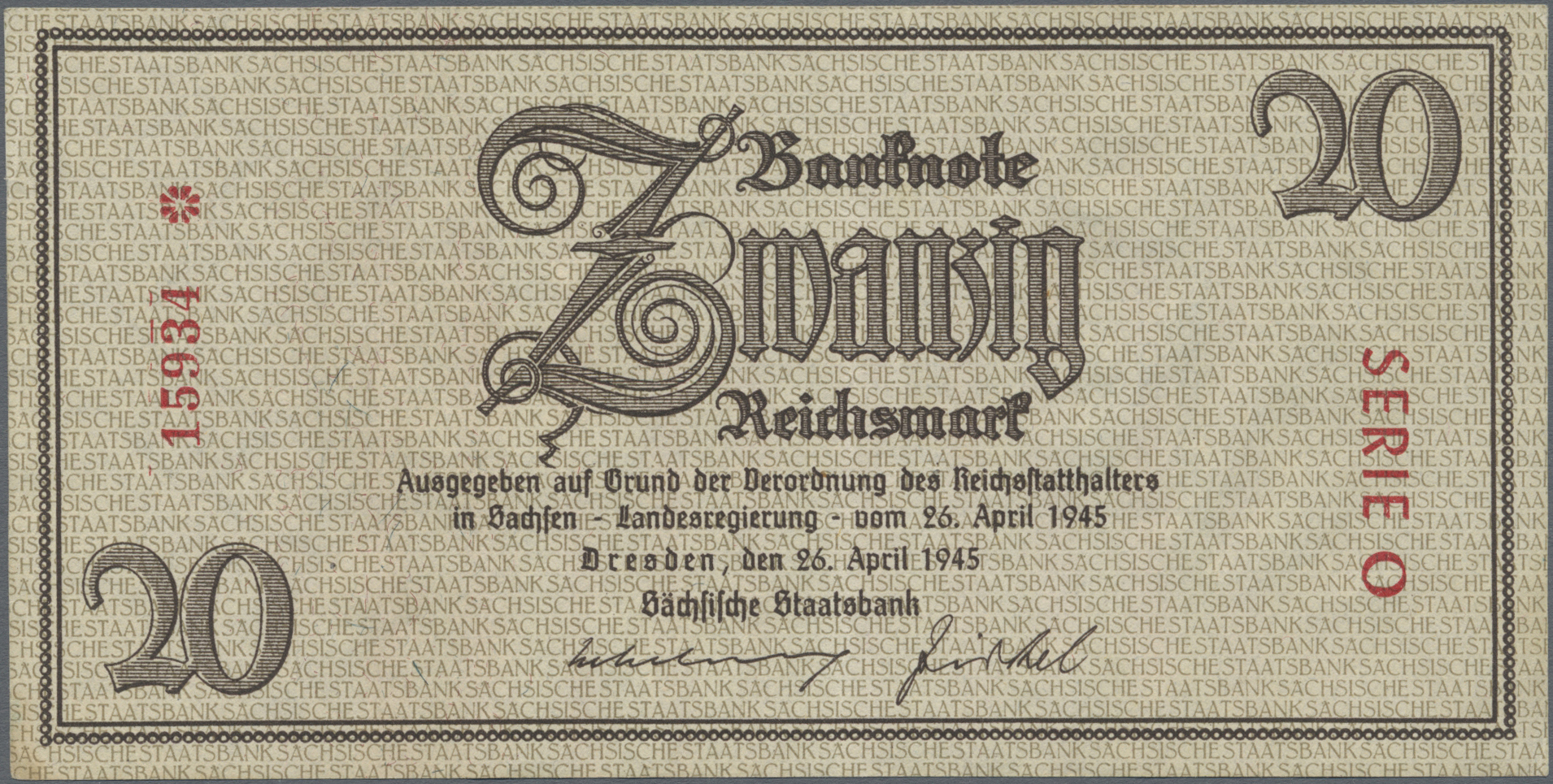 20 Reichsmark 1929 Germany P 181 a VF 