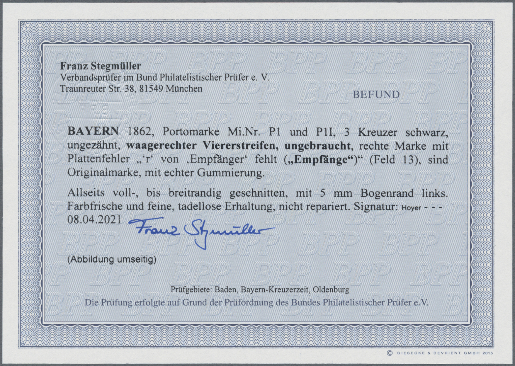 Lot 02432 - Bayern - Portomarken  -  Auktionshaus Christoph Gärtner GmbH & Co. KG 50th Auction Anniversary Auction - Day 7
