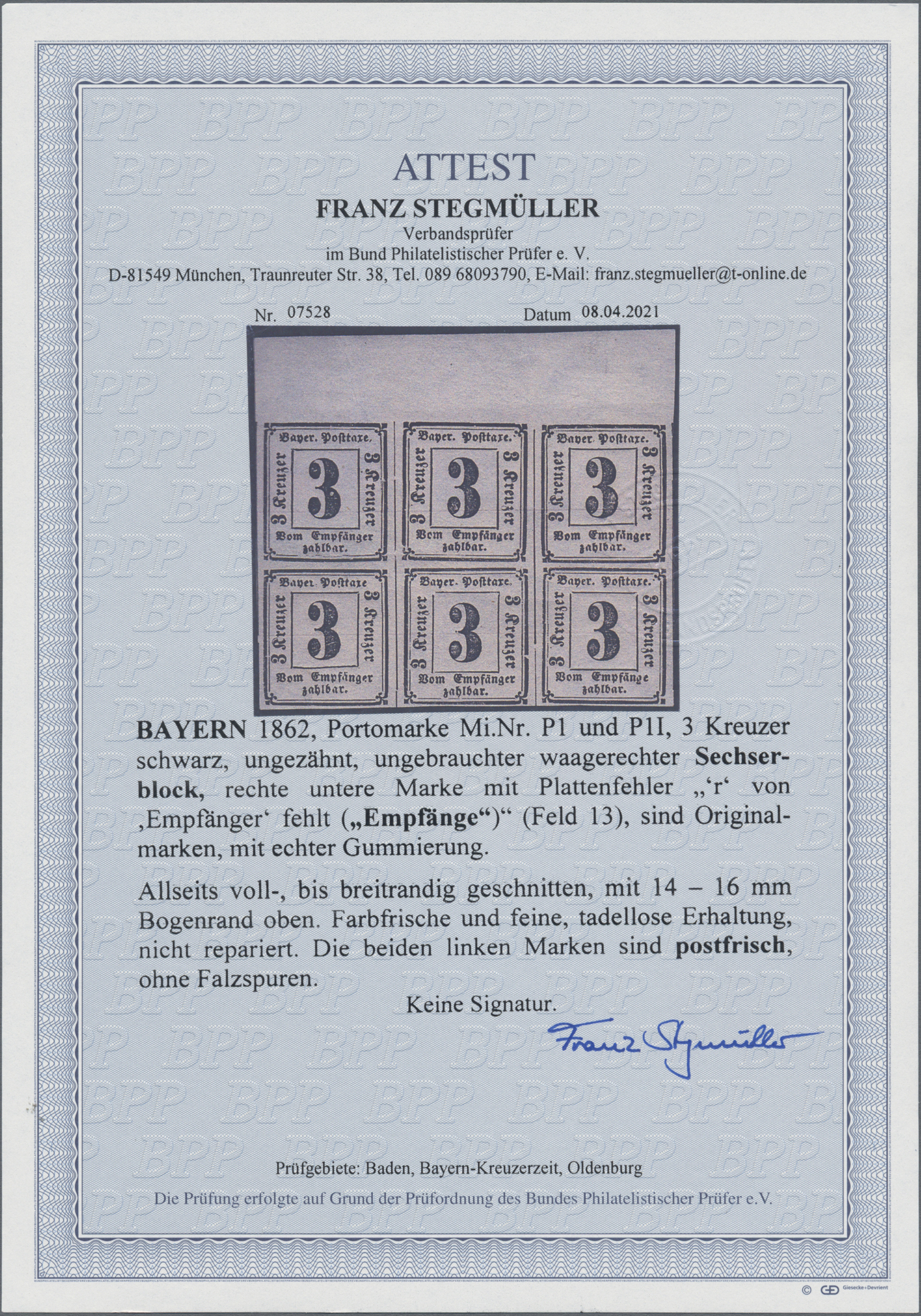 Lot 02433 - Bayern - Portomarken  -  Auktionshaus Christoph Gärtner GmbH & Co. KG 50th Auction Anniversary Auction - Day 7
