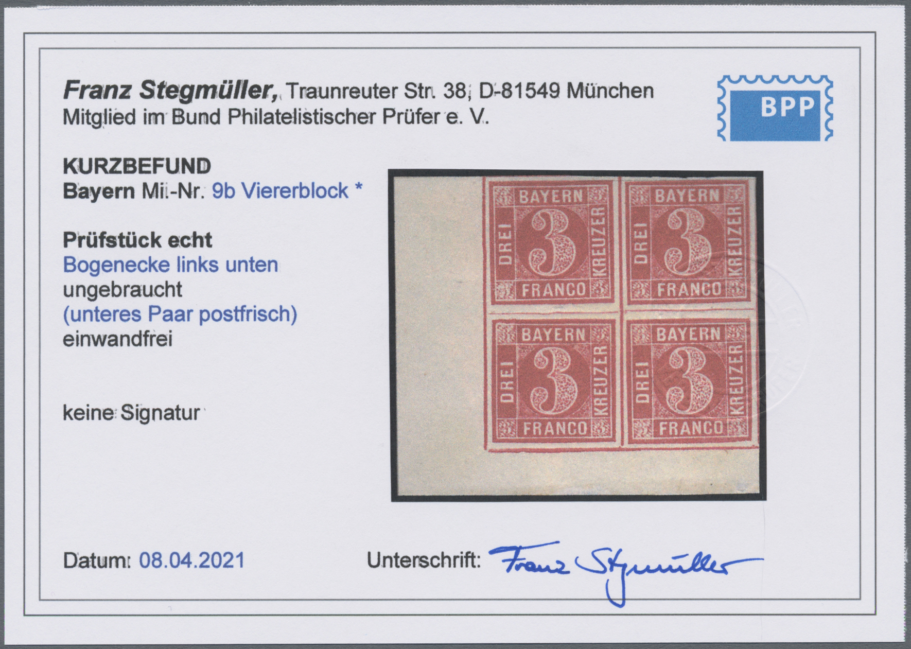 Lot 02195 - Bayern - Marken und Briefe  -  Auktionshaus Christoph Gärtner GmbH & Co. KG 50th Auction Anniversary Auction - Day 7