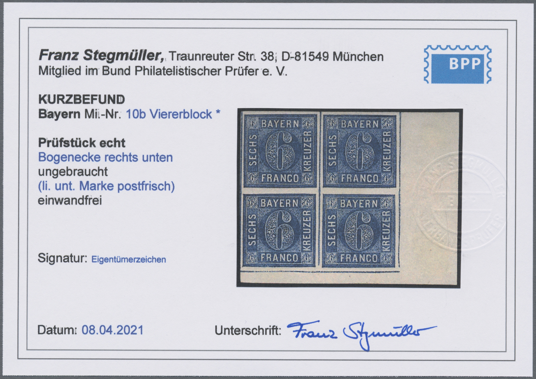 Lot 02205 - Bayern - Marken und Briefe  -  Auktionshaus Christoph Gärtner GmbH & Co. KG 50th Auction Anniversary Auction - Day 7