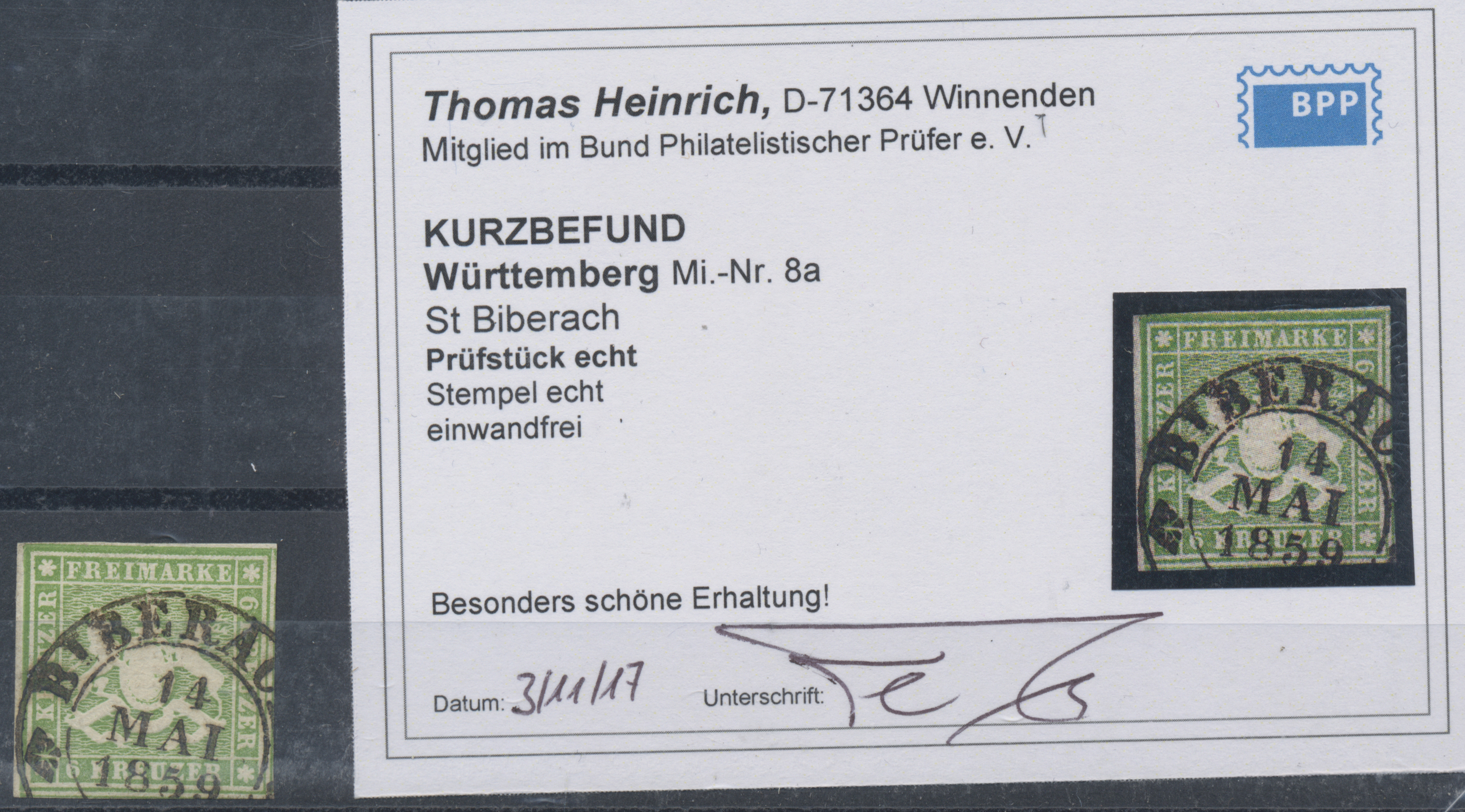 Lot 22941 - Württemberg - Marken und Briefe  -  Auktionshaus Christoph Gärtner GmbH & Co. KG 50th Auction Anniversary Auction - Day 7