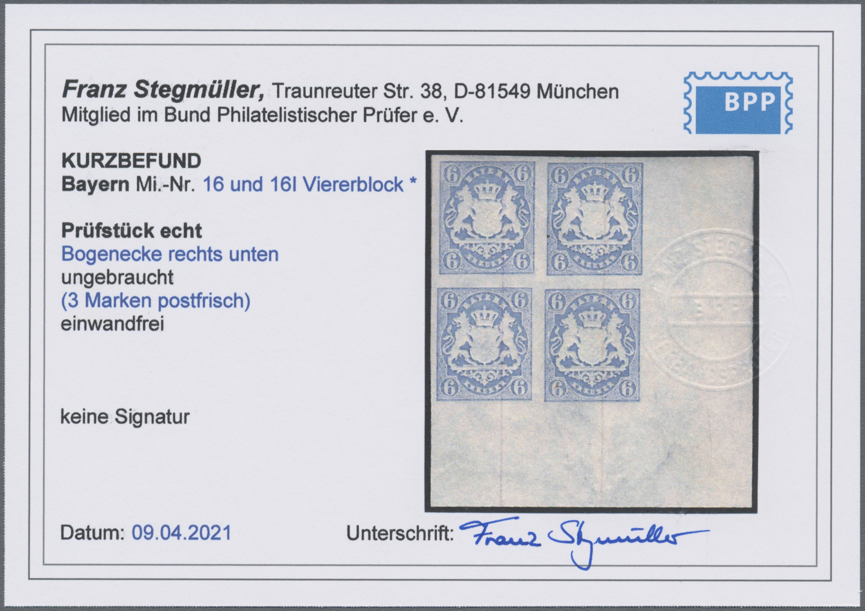 Lot 02261 - Bayern - Marken und Briefe  -  Auktionshaus Christoph Gärtner GmbH & Co. KG 50th Auction Anniversary Auction - Day 7