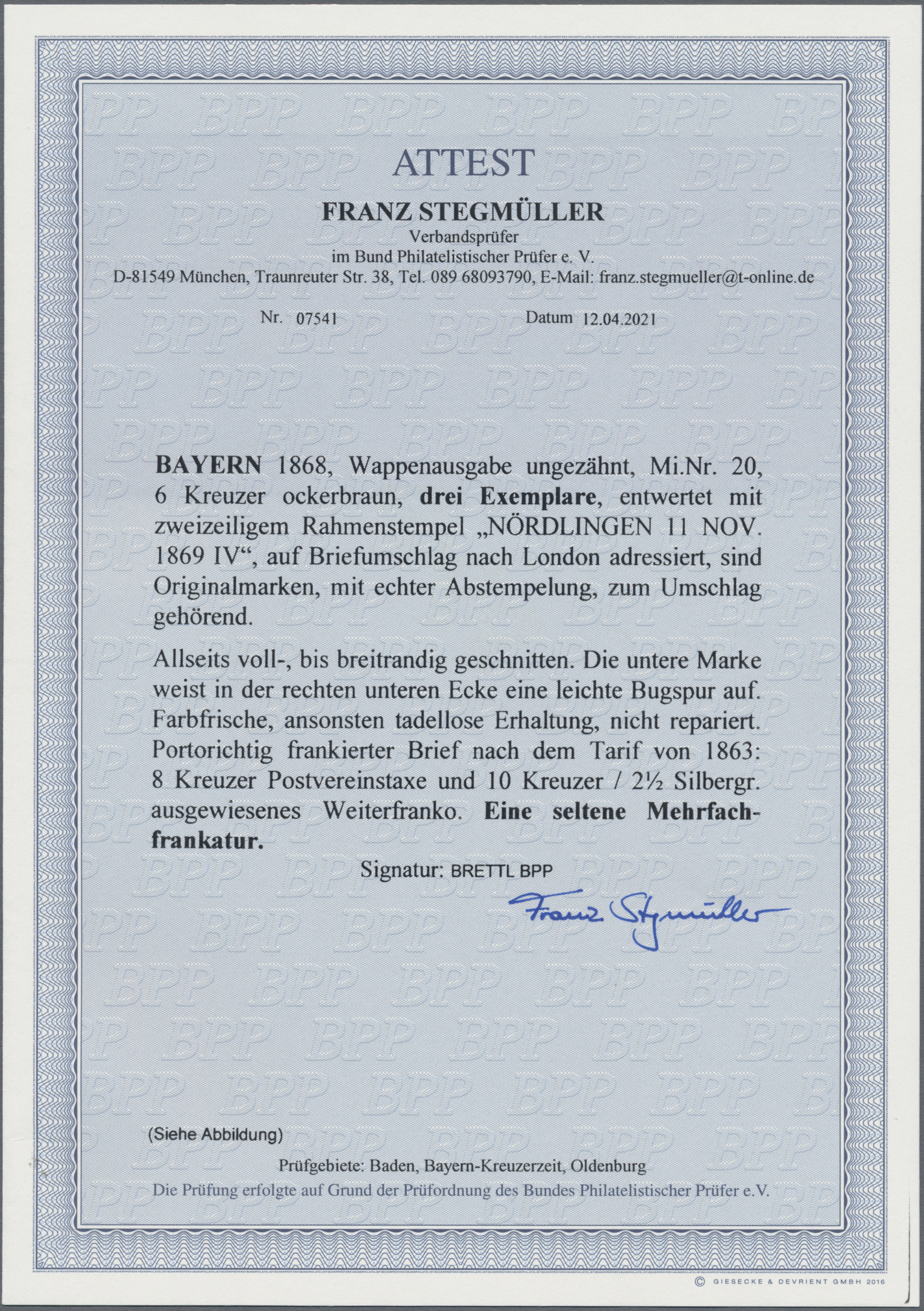 Lot 02302 - Bayern - Marken und Briefe  -  Auktionshaus Christoph Gärtner GmbH & Co. KG 50th Auction Anniversary Auction - Day 7