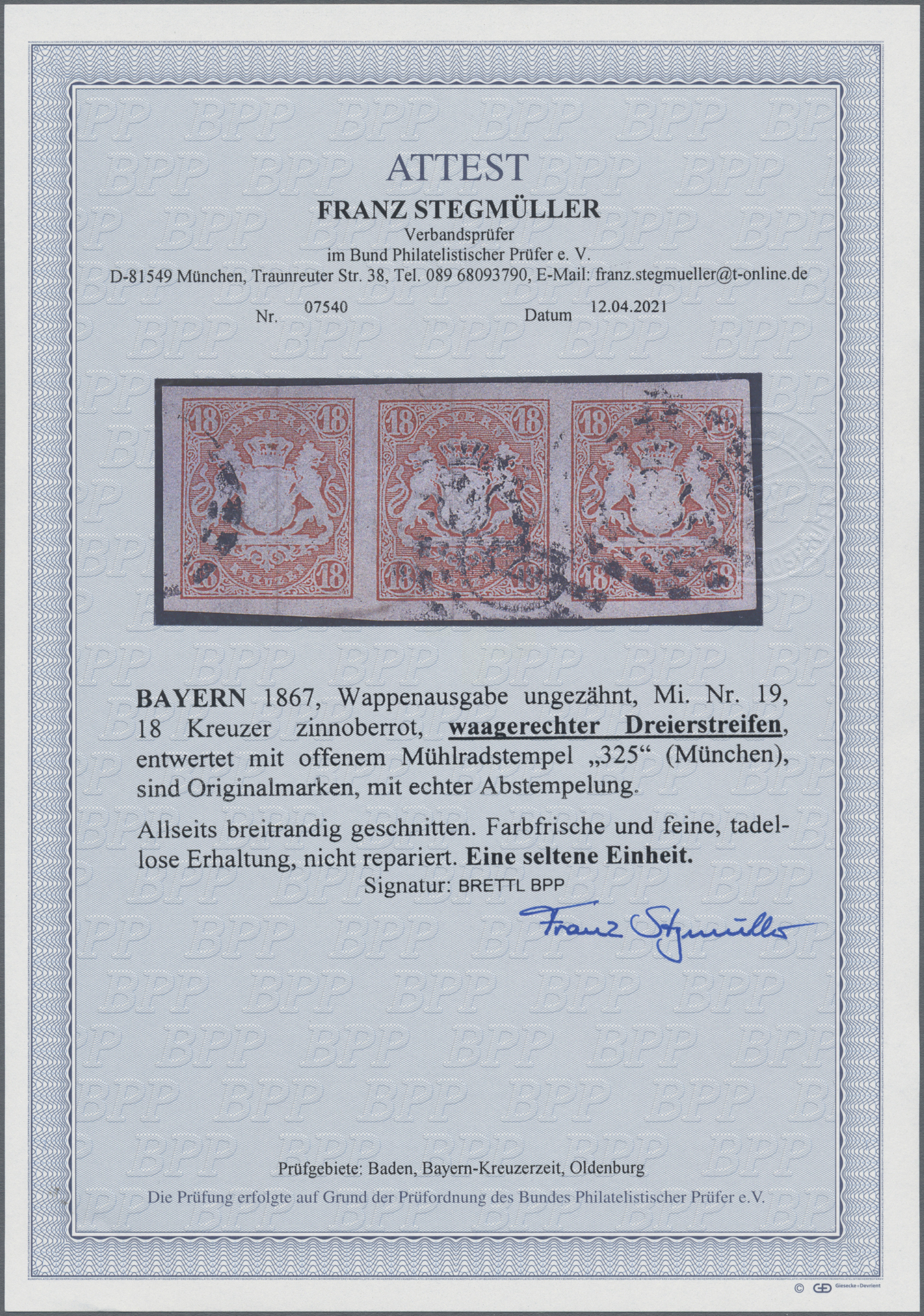 Lot 02291 - Bayern - Marken und Briefe  -  Auktionshaus Christoph Gärtner GmbH & Co. KG 50th Auction Anniversary Auction - Day 7