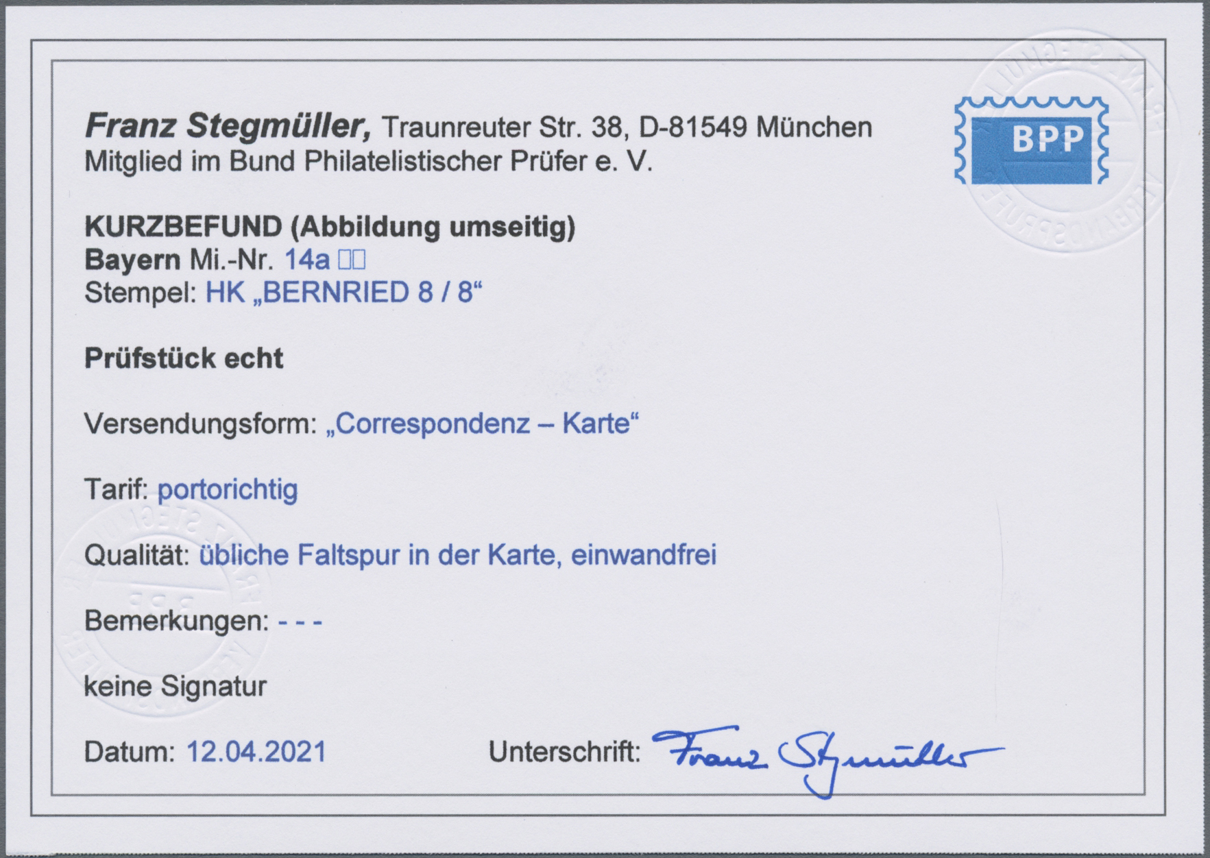 Lot 05066 - Bayern - Marken und Briefe  -  Auktionshaus Christoph Gärtner GmbH & Co. KG 51th Auction - Day 3