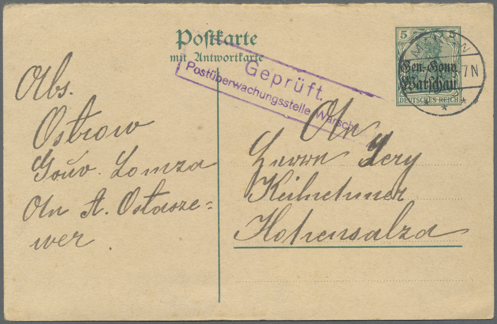 Stamp Auction Deutsche Besetzung I. WK Deutsche Post in Polen